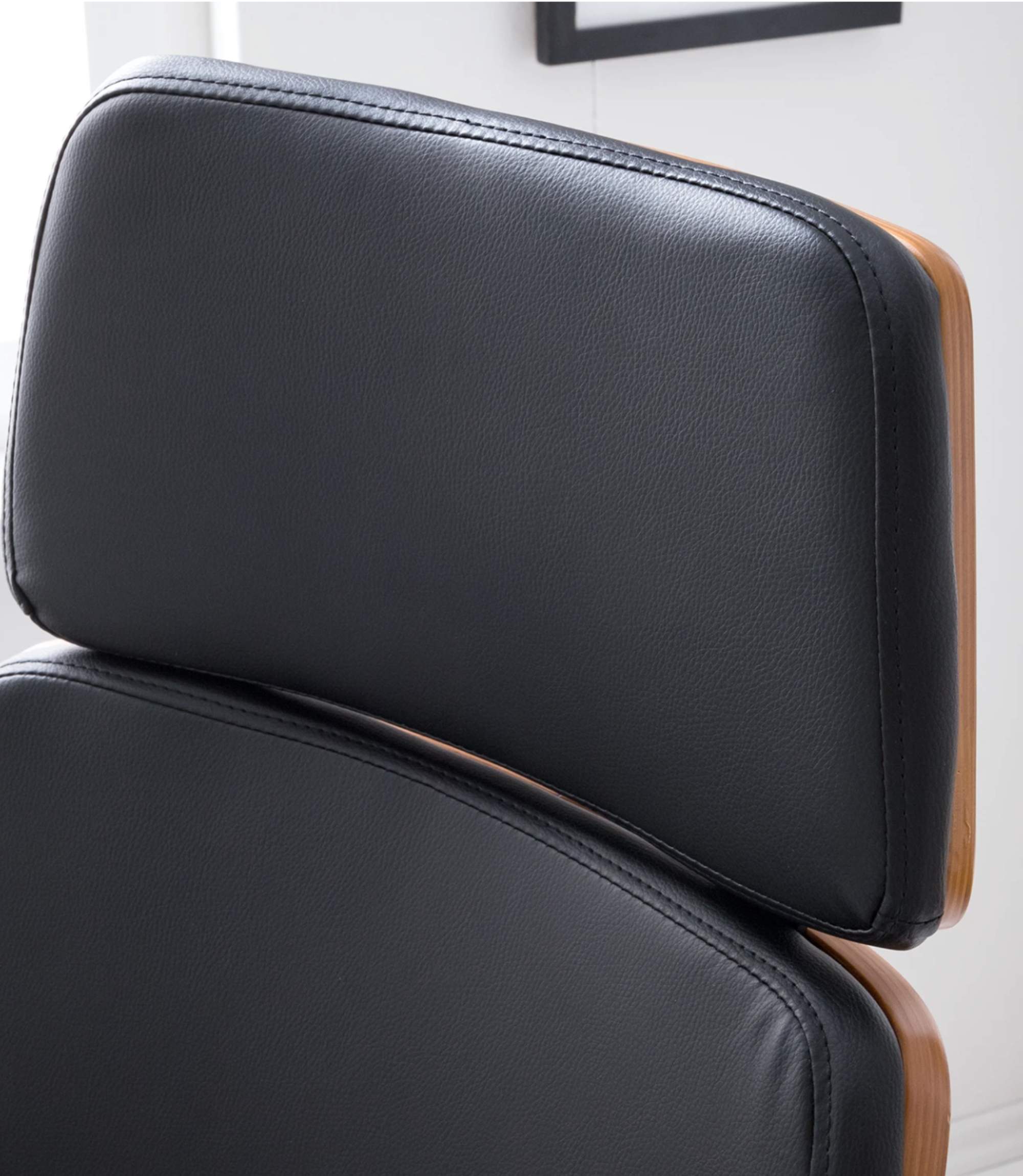 Bürostuhl Kunstleder Schwarz Walnuss