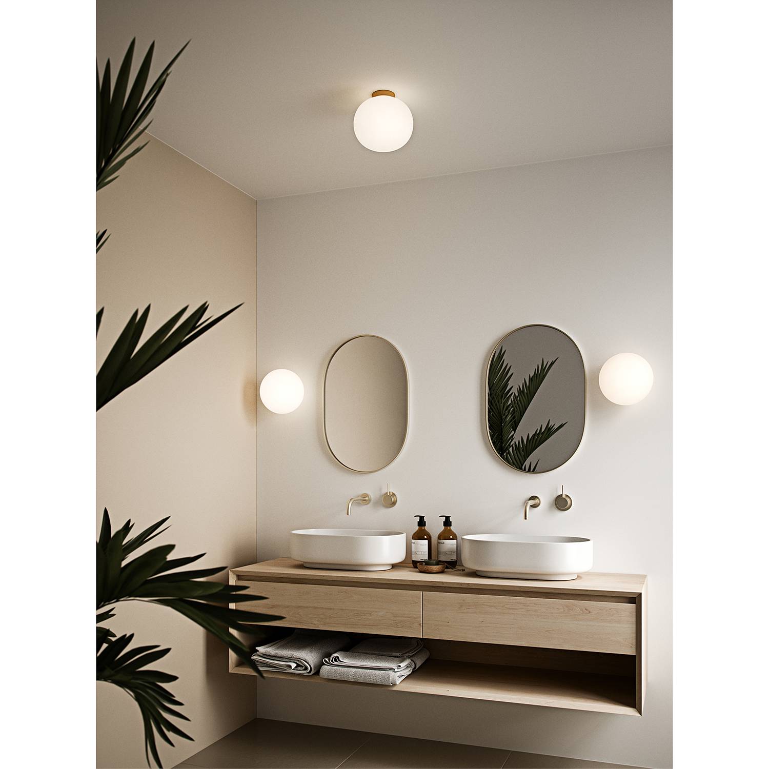 Alton I Ceiling light Opal glass Steel 1-light