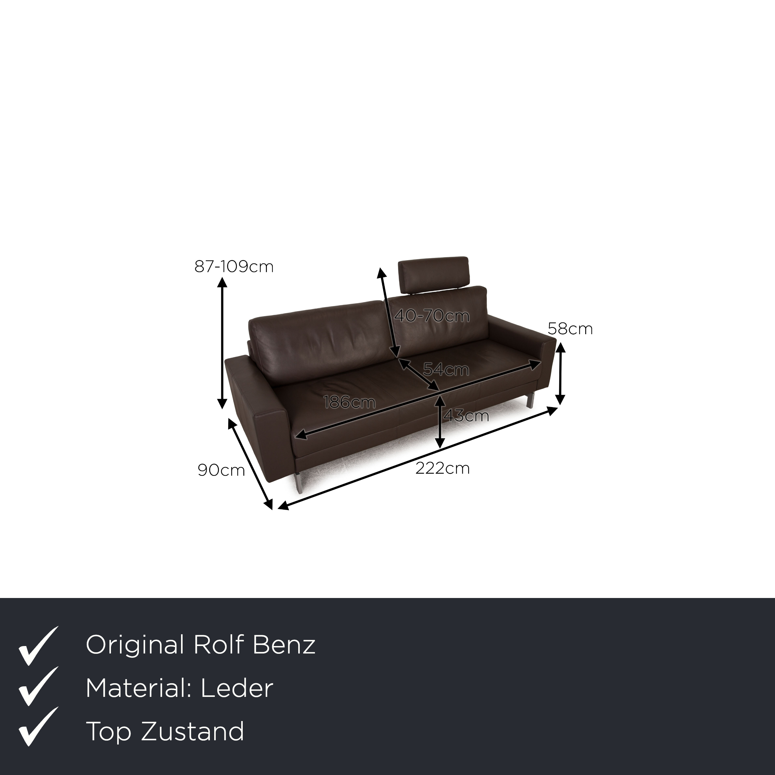 Vida Sofa 3-Sitzer Leder Sofa