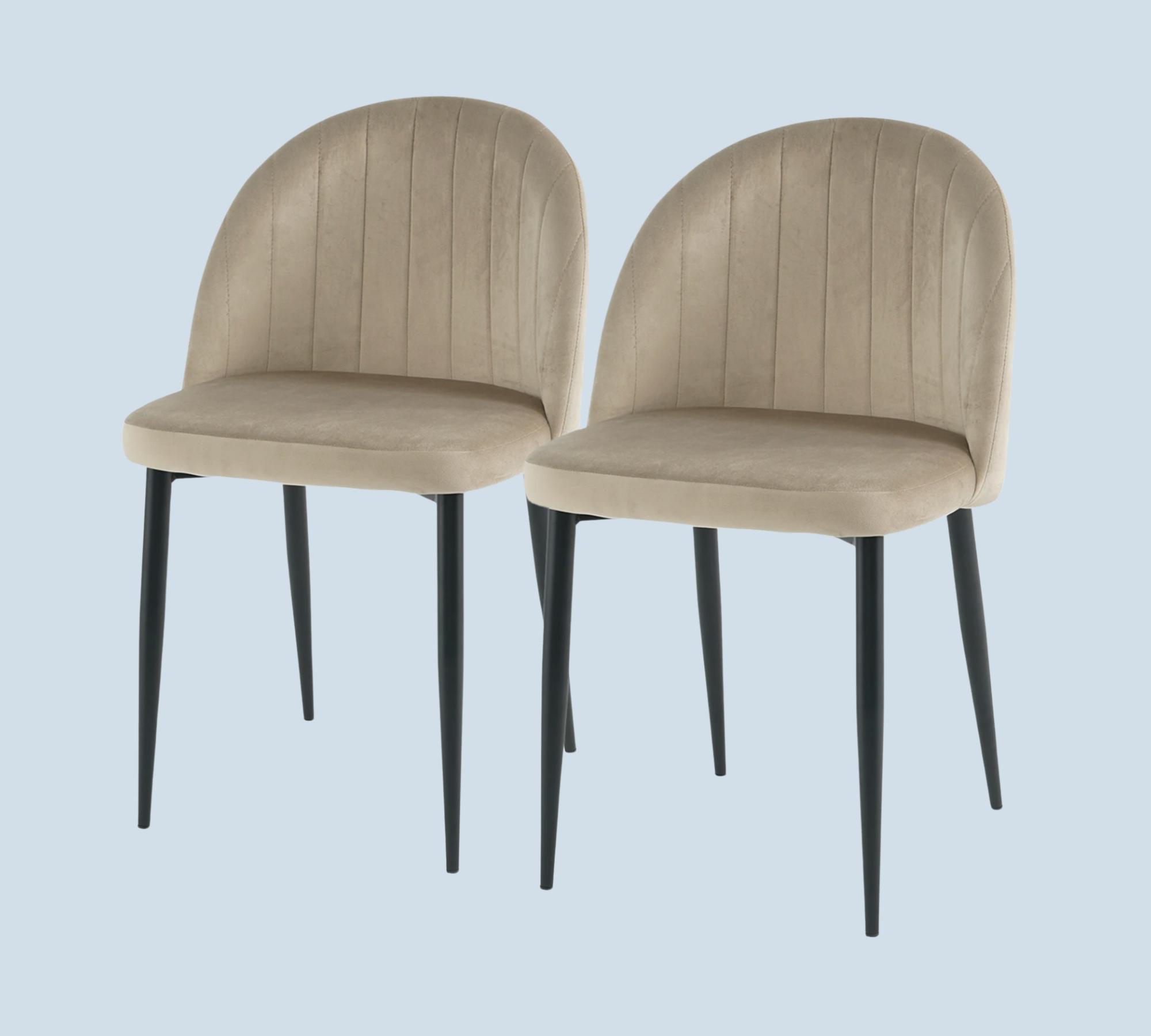 2 x Esszimmerstuhl Samt Beige