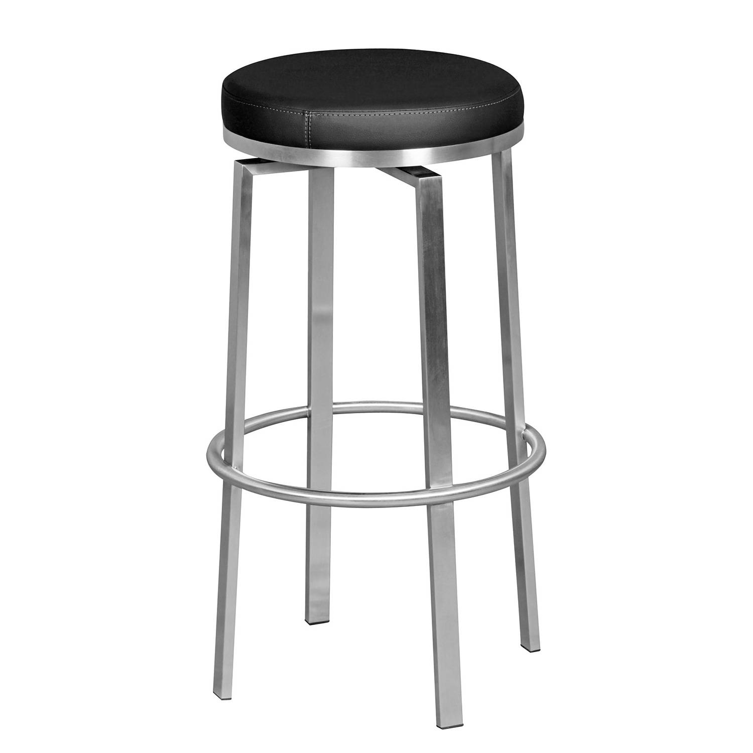 Barhocker Layla Kunstleder Edelstahl Schwarz Silber