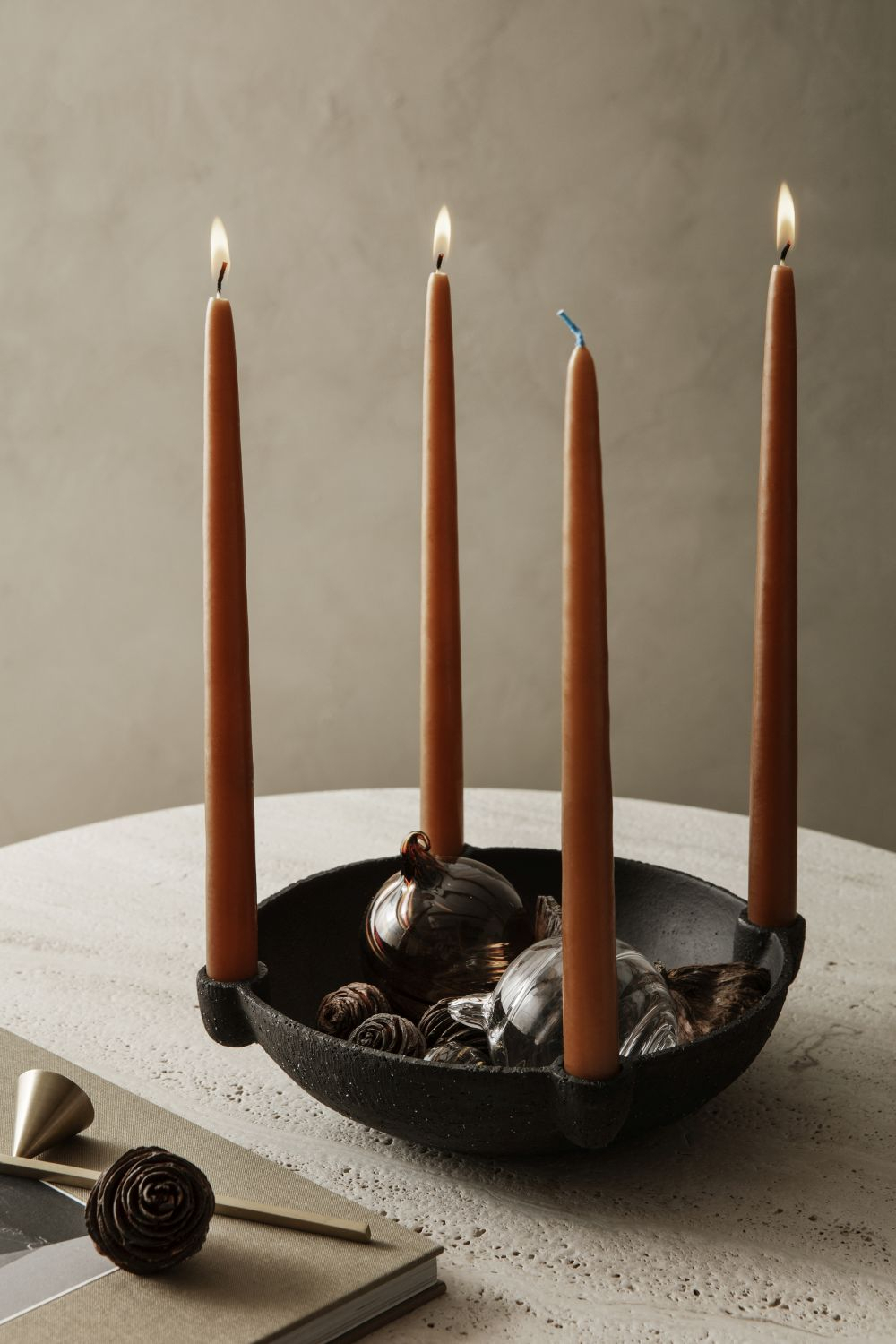 Bowl Kerzenständer Keramik Grau