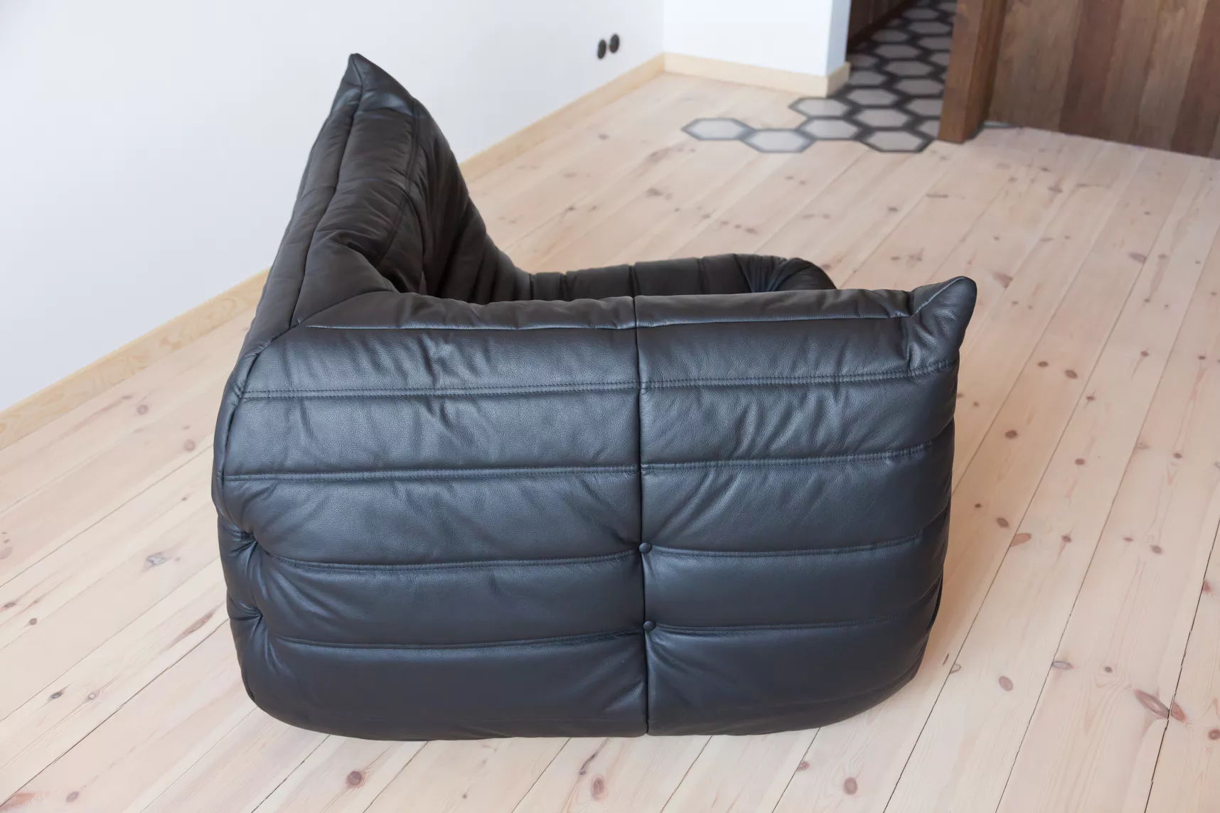 Togo Ecksofa Madras-Leder Schwarz