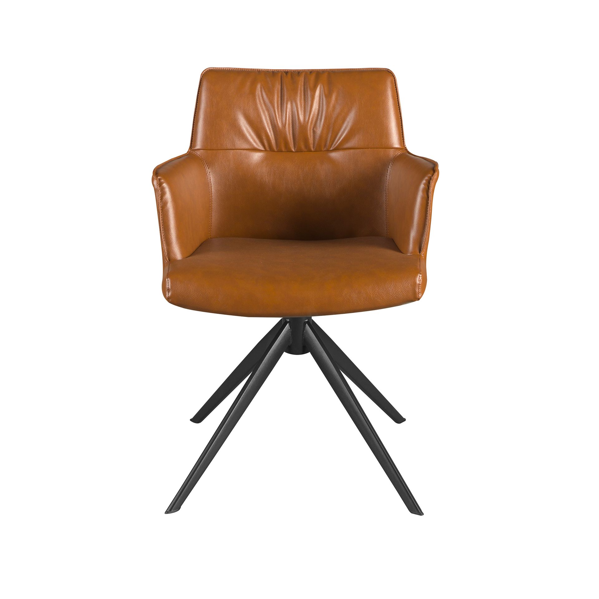 Swiveling chair faux leather brown