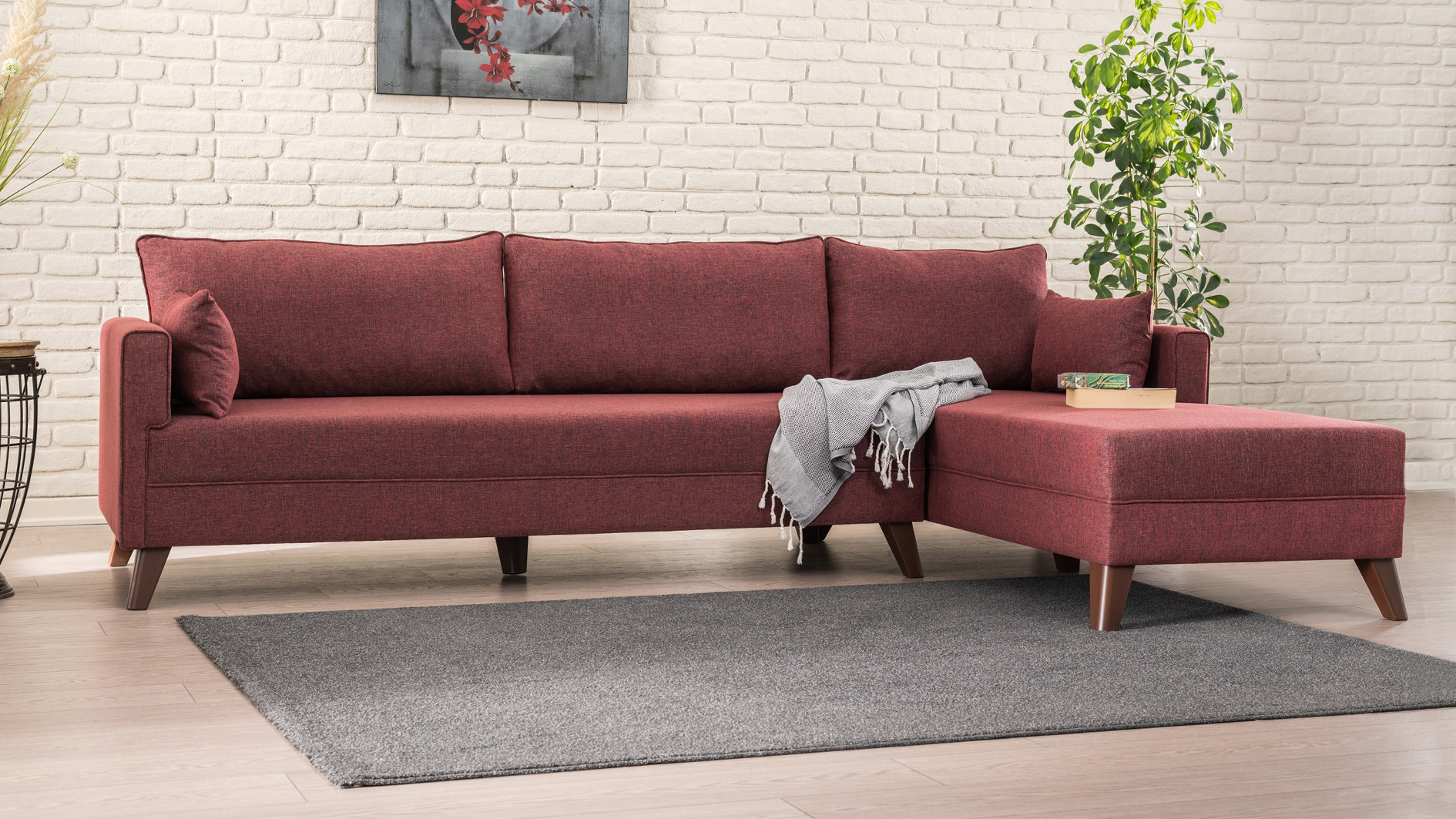 Bella Sofa Récamiere Rechts Rot