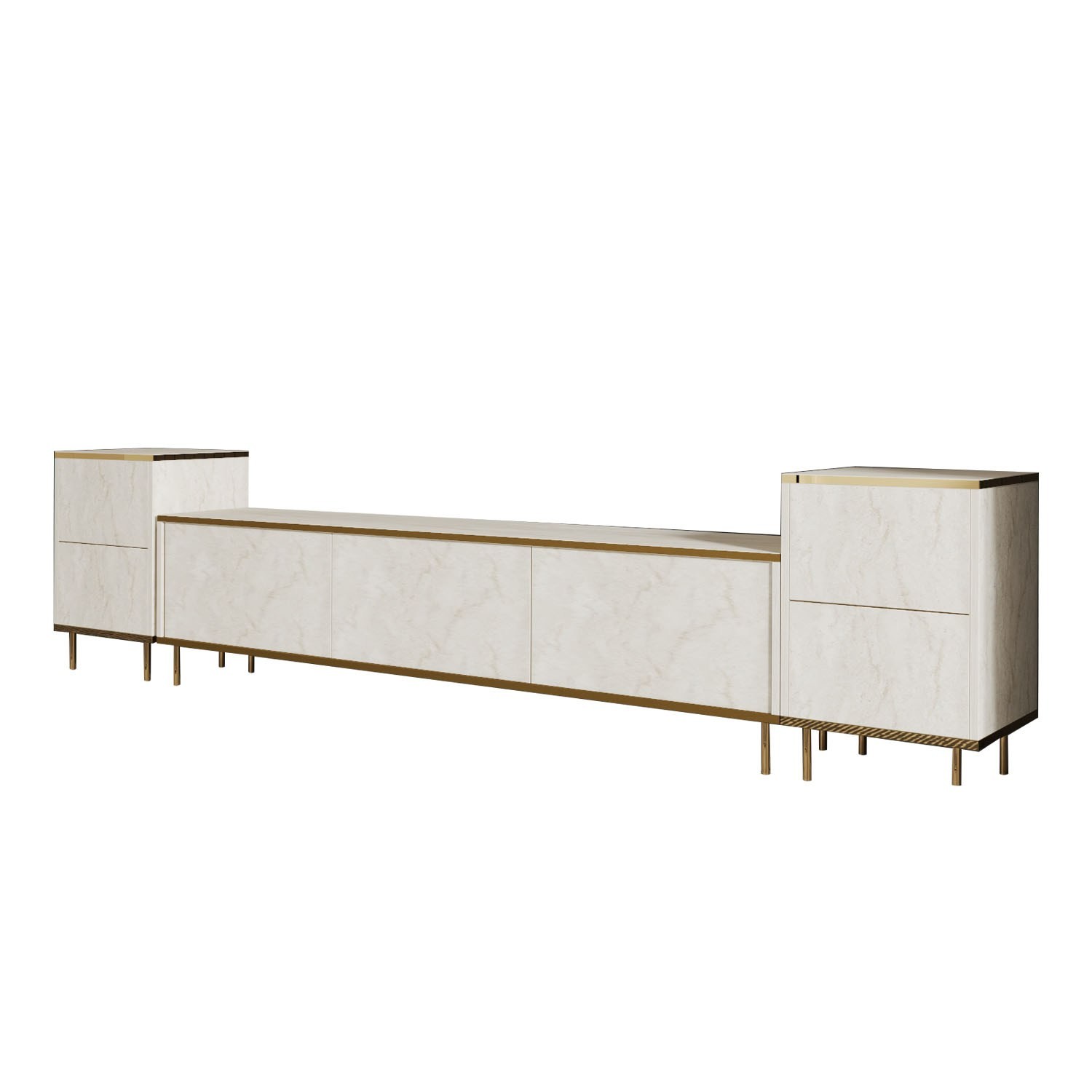 Imaj TV-Schrank Holz Travertine Gold