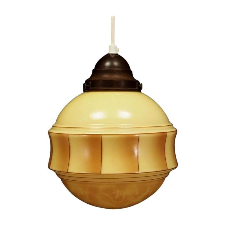 Lampada a sospensione vintage in vetro crema anni '70