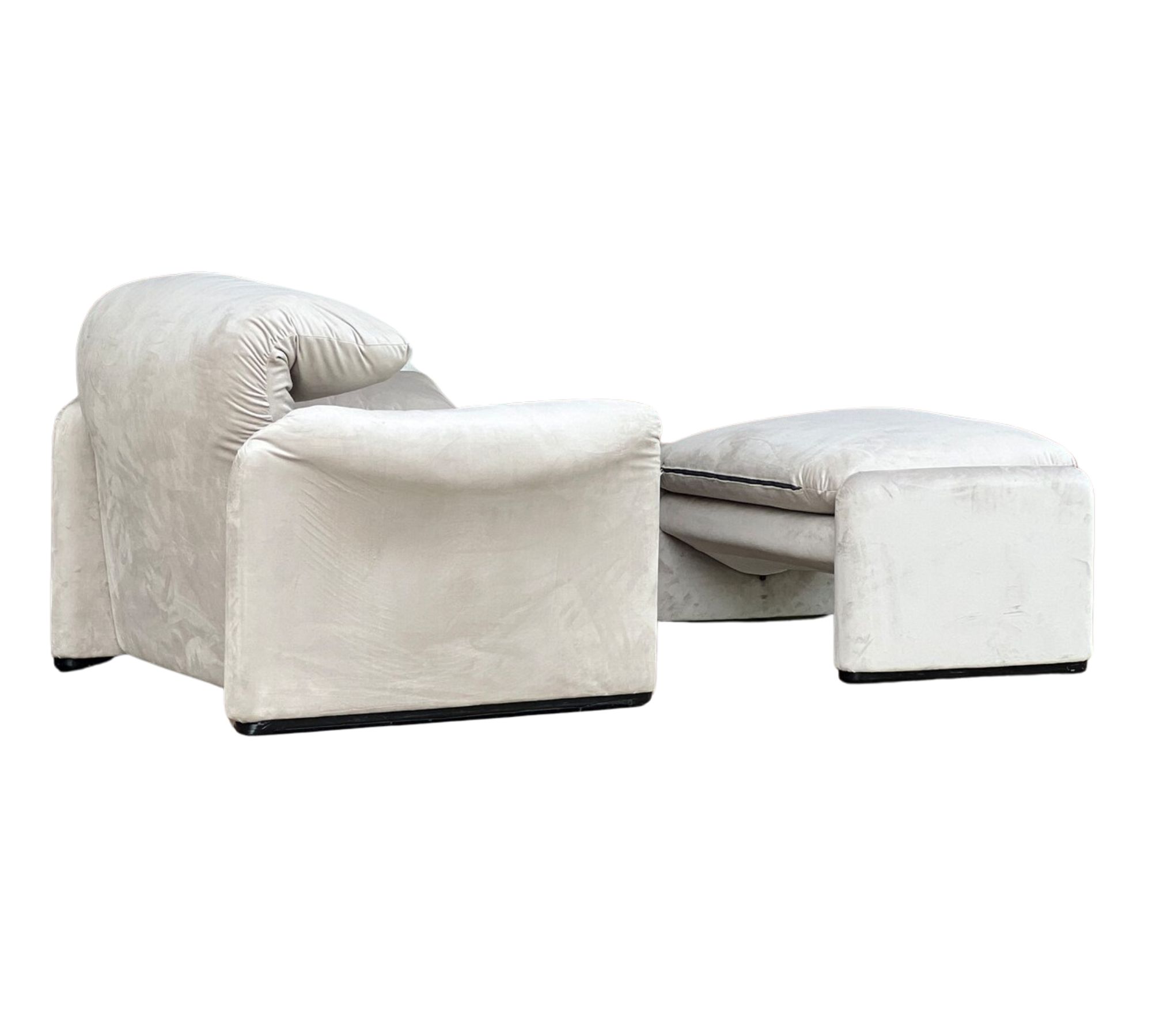 Vintage Maralunga Lounge Chair & Ottoman V. Magistretti Grau