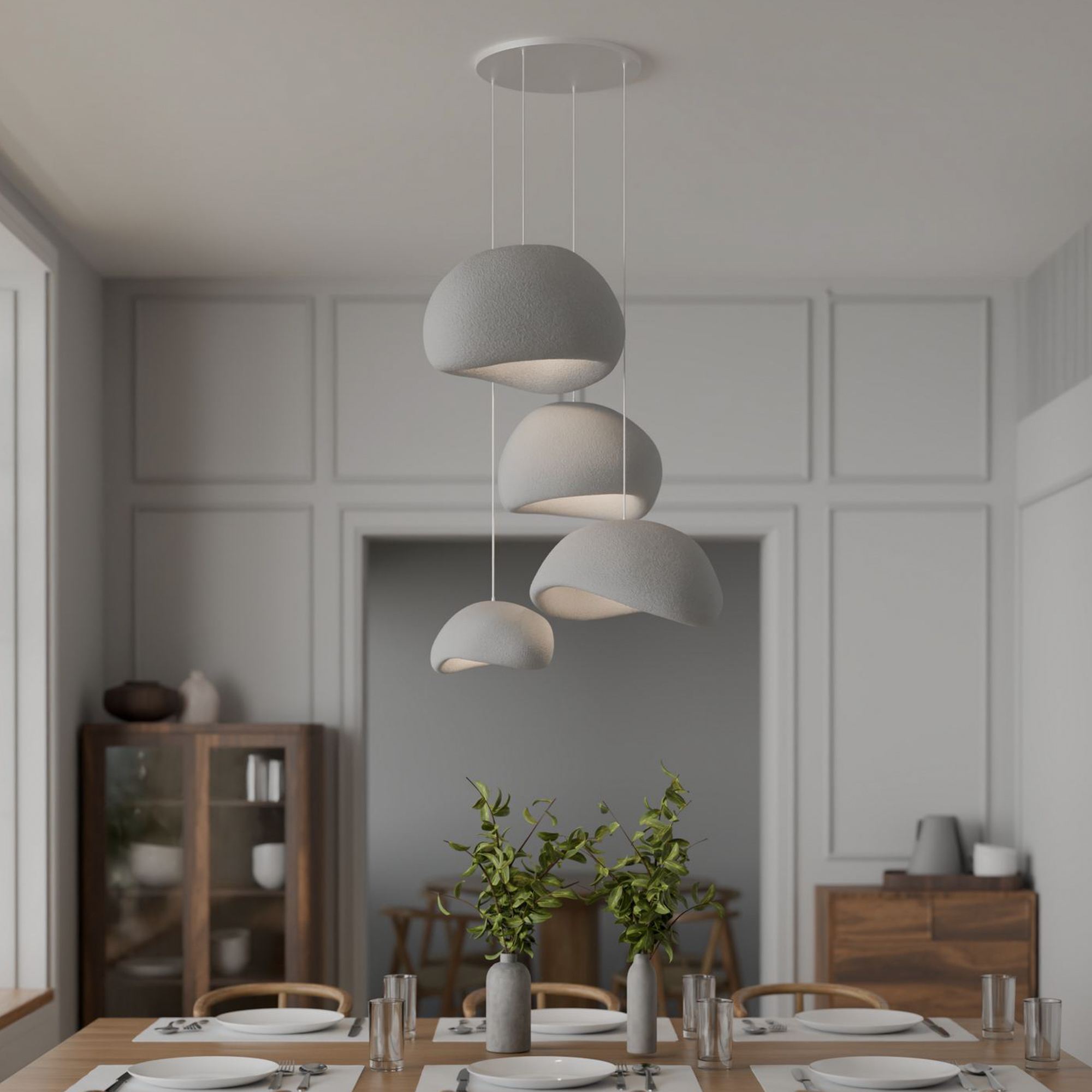 4-Flammig Wabi Sabi Sabi Glows Pendelleuchte Beton Grau