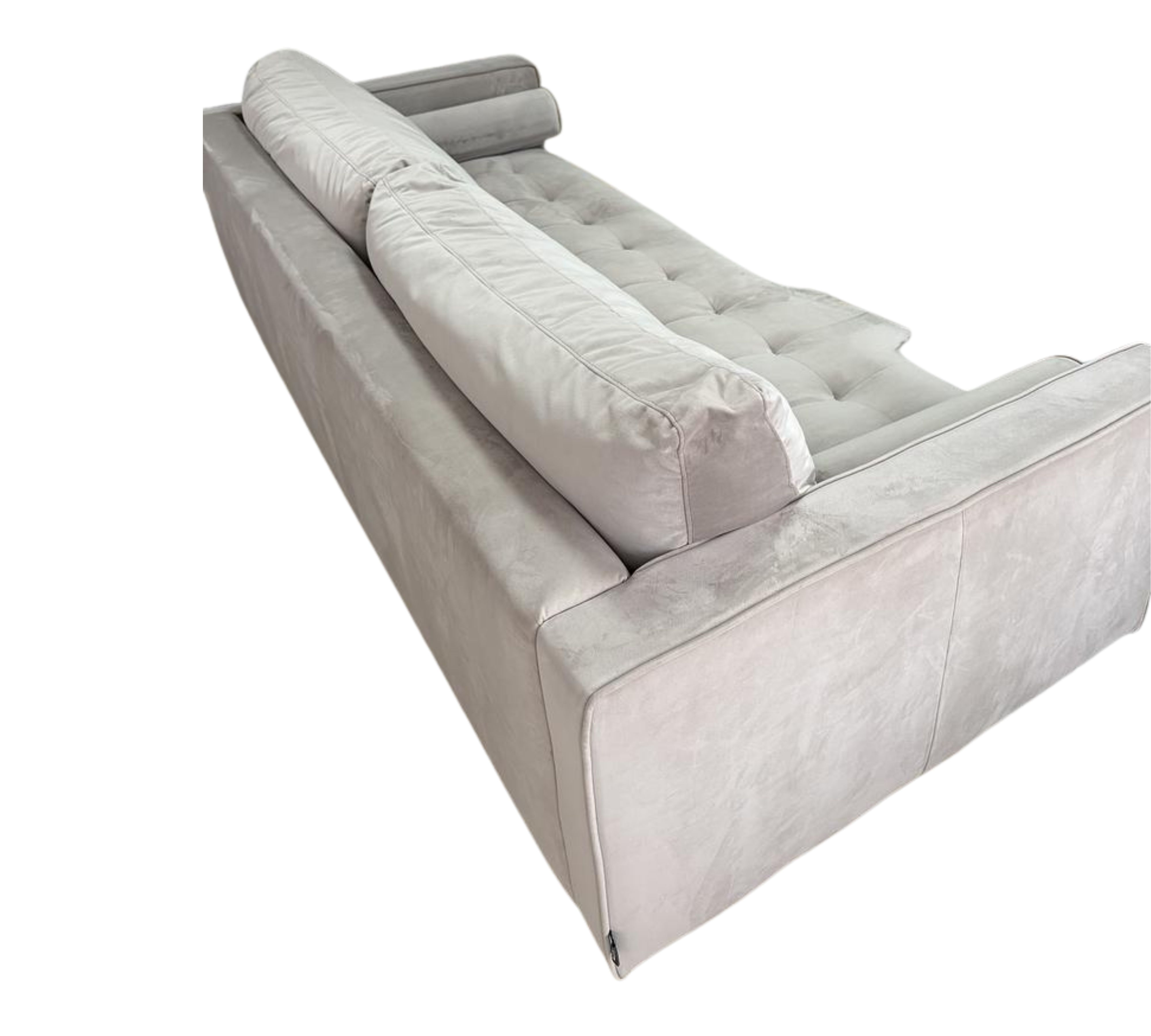 Sofa with ottoman velvet wood taupe