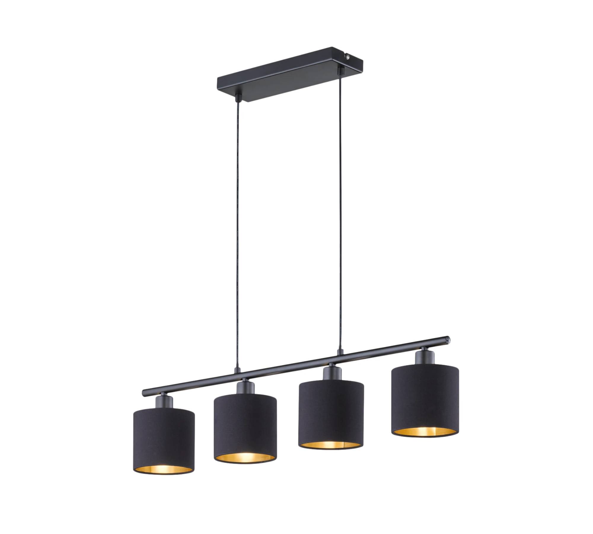 4-flame pendant lamp Cotton fabric Iron Black