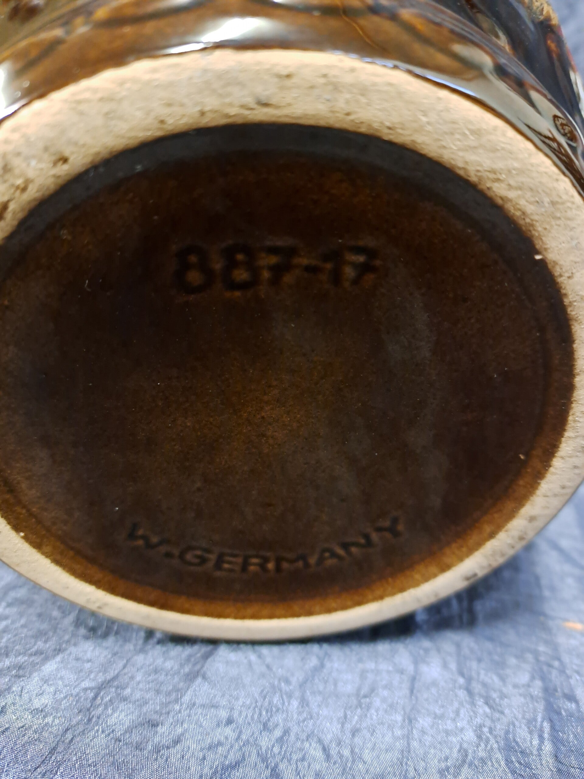 Vintage Keramik Blumentopf Rot Braun