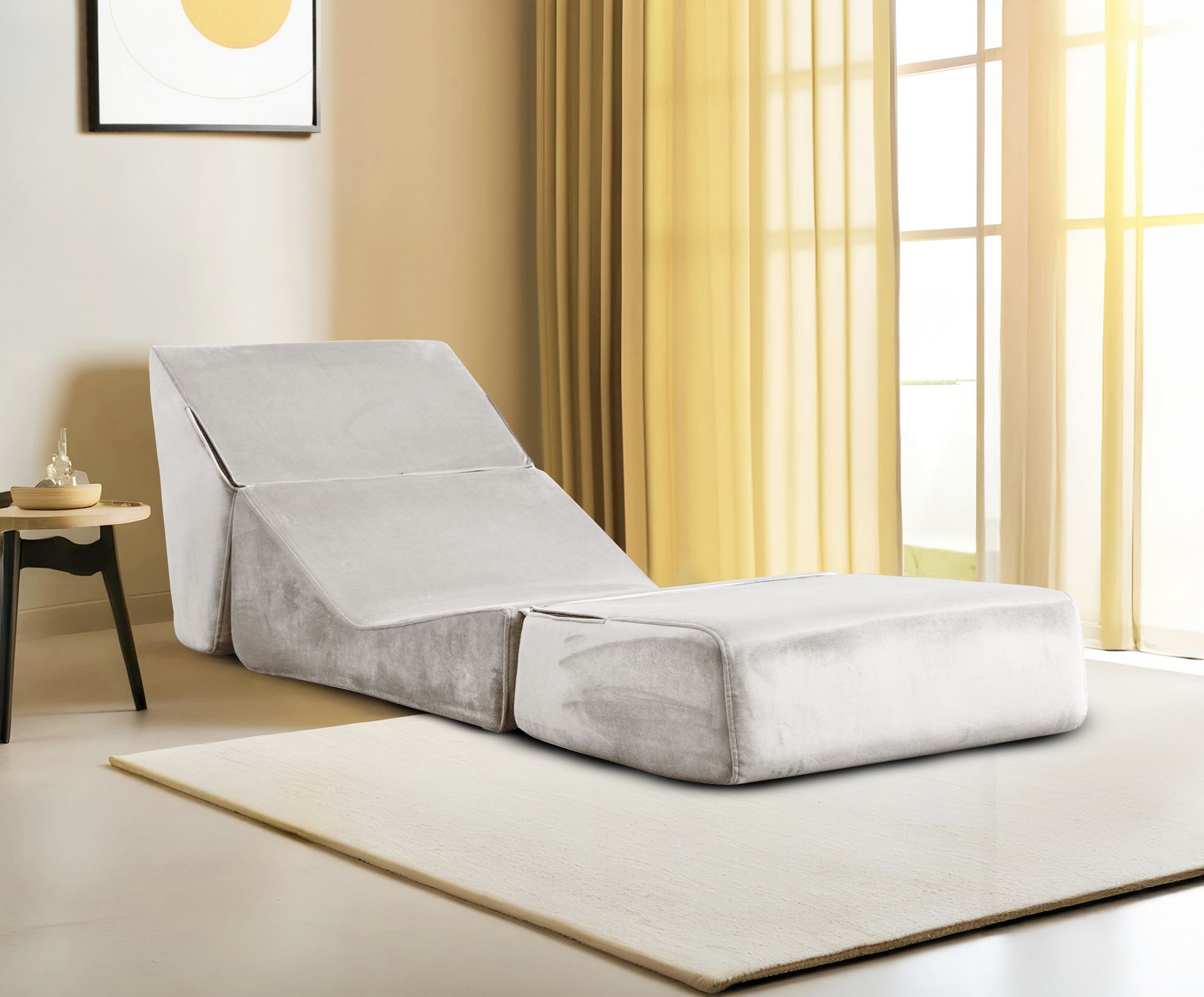 Origami Sessel Chaiselongue Umwandelbar Cream