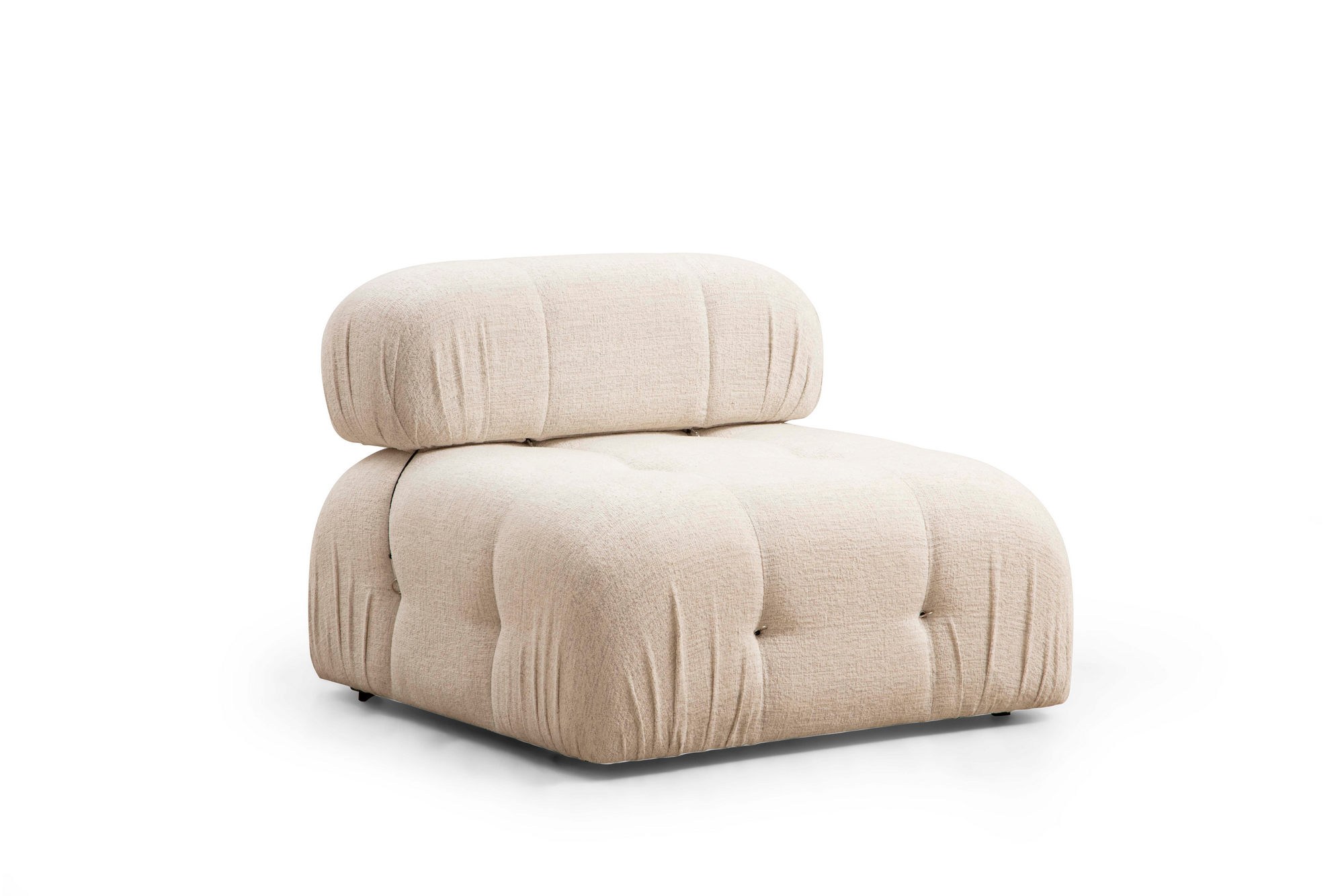 Ecksofa Bouclé Creme