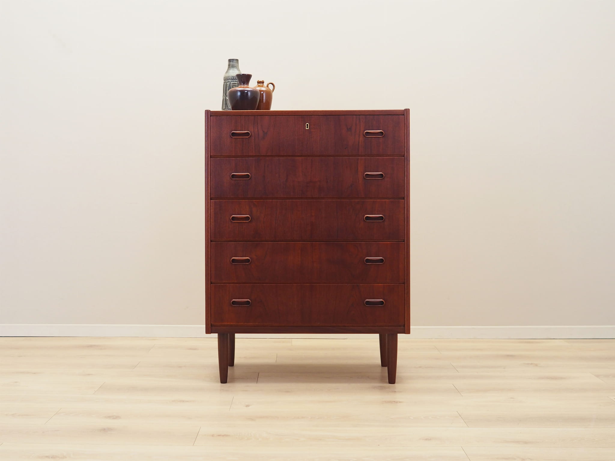 Vintage chest of drawers Teak wood Brown 1970s