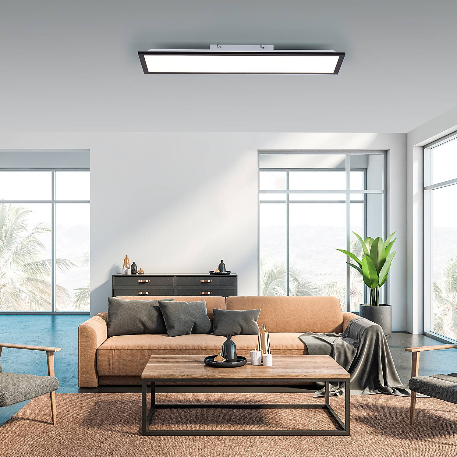 Flat LED-Deckenleuchte Polycarbonat Aluminium 1-flammig
