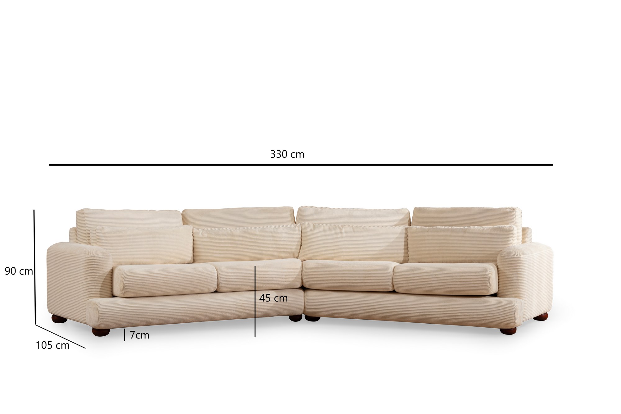 River 4-seater corner sofa Right Beige