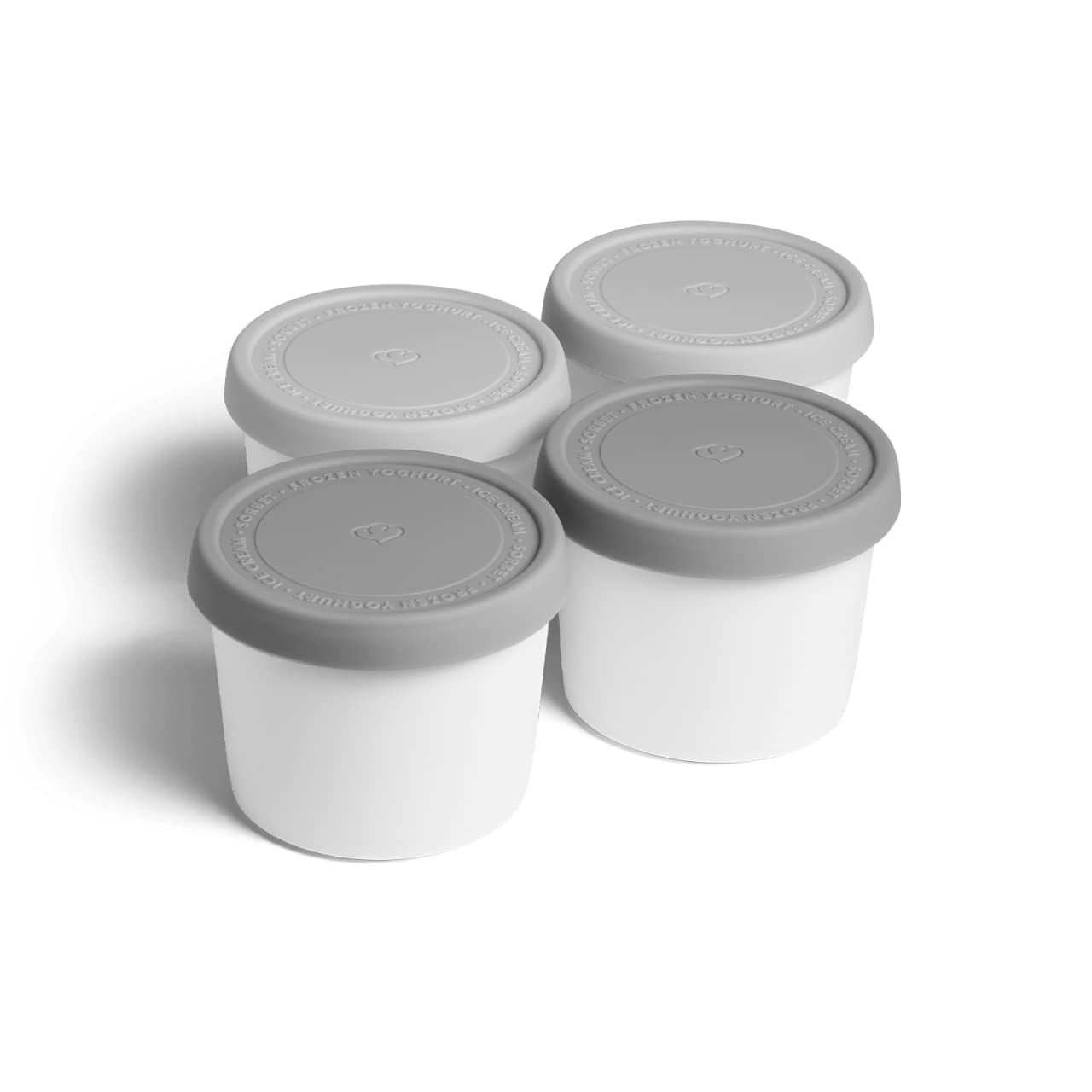 4x Eisbehälter für Speiseeis 400 ml Kunststoff Weiß