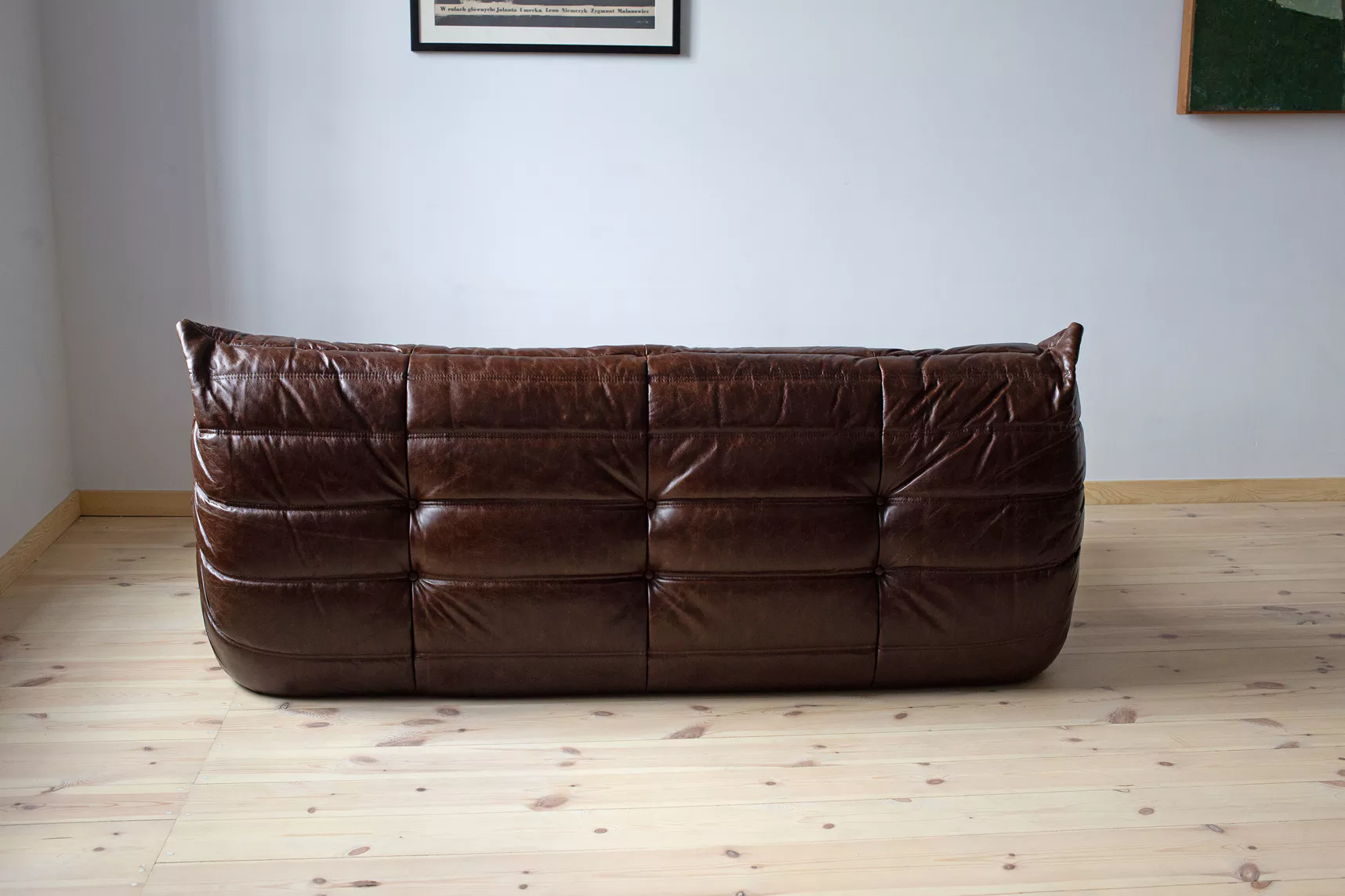 Togo Sofa 3-Sitzer Hochglanzleder Dunkelbraun