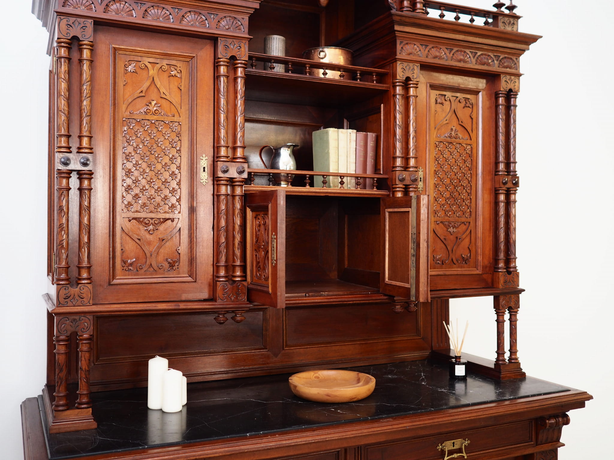 Vintage cabinet oak wood brown