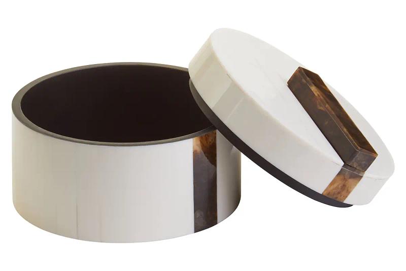 Decio Creme und Braune Kleine Runde Box

