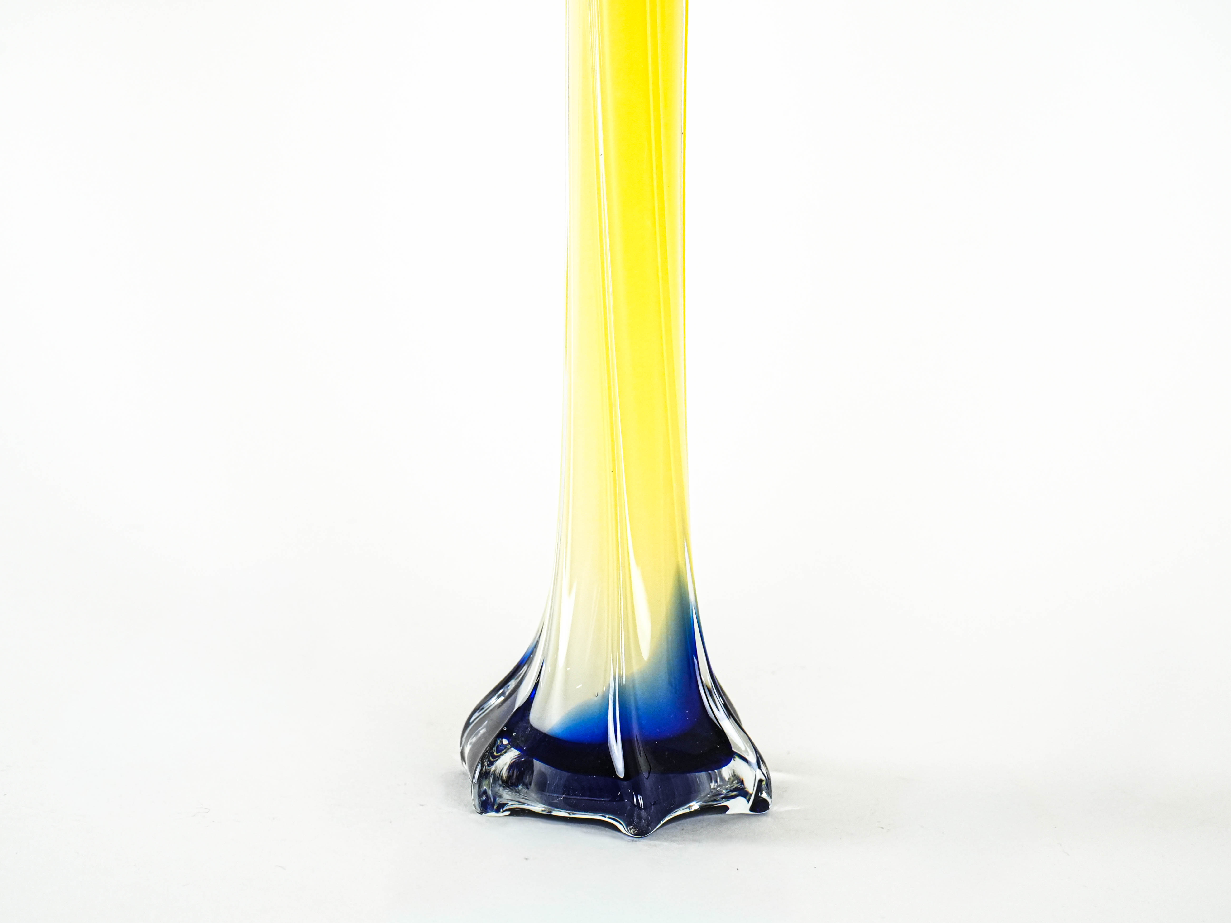 Vase Muranoglas Gelb 1970er Jahre