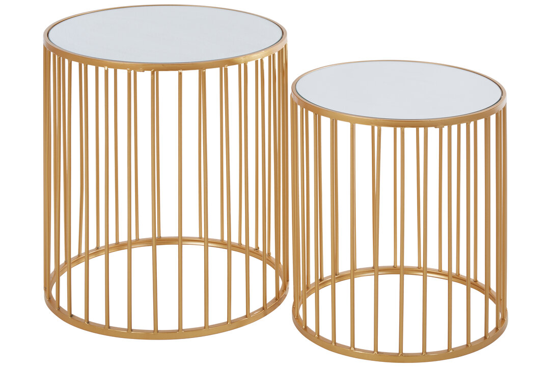 2x Avantis Runder Nest Beistelltisch Eisen Gold