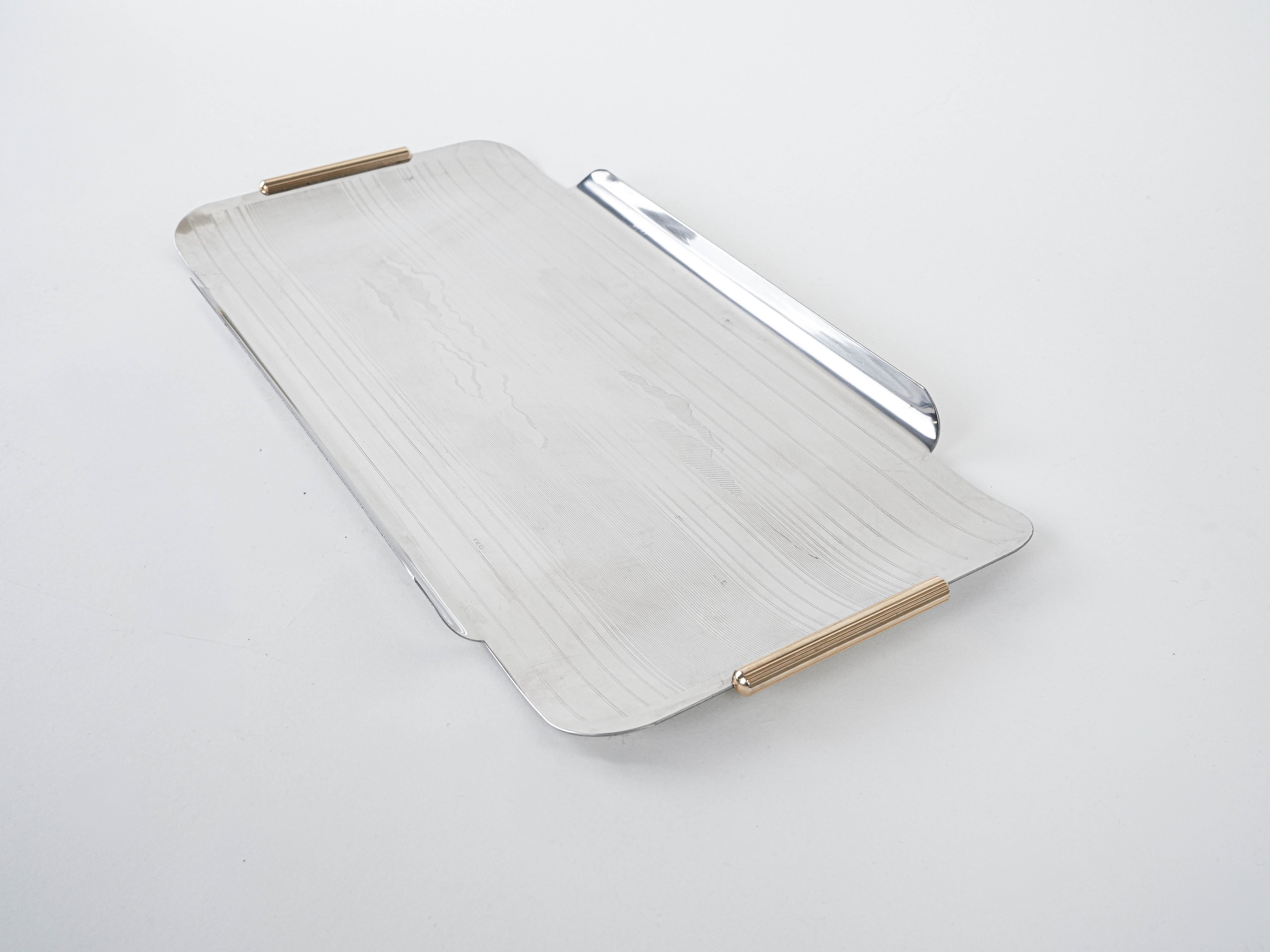 Stainless steel tray, Italian design, 1970s, made in I