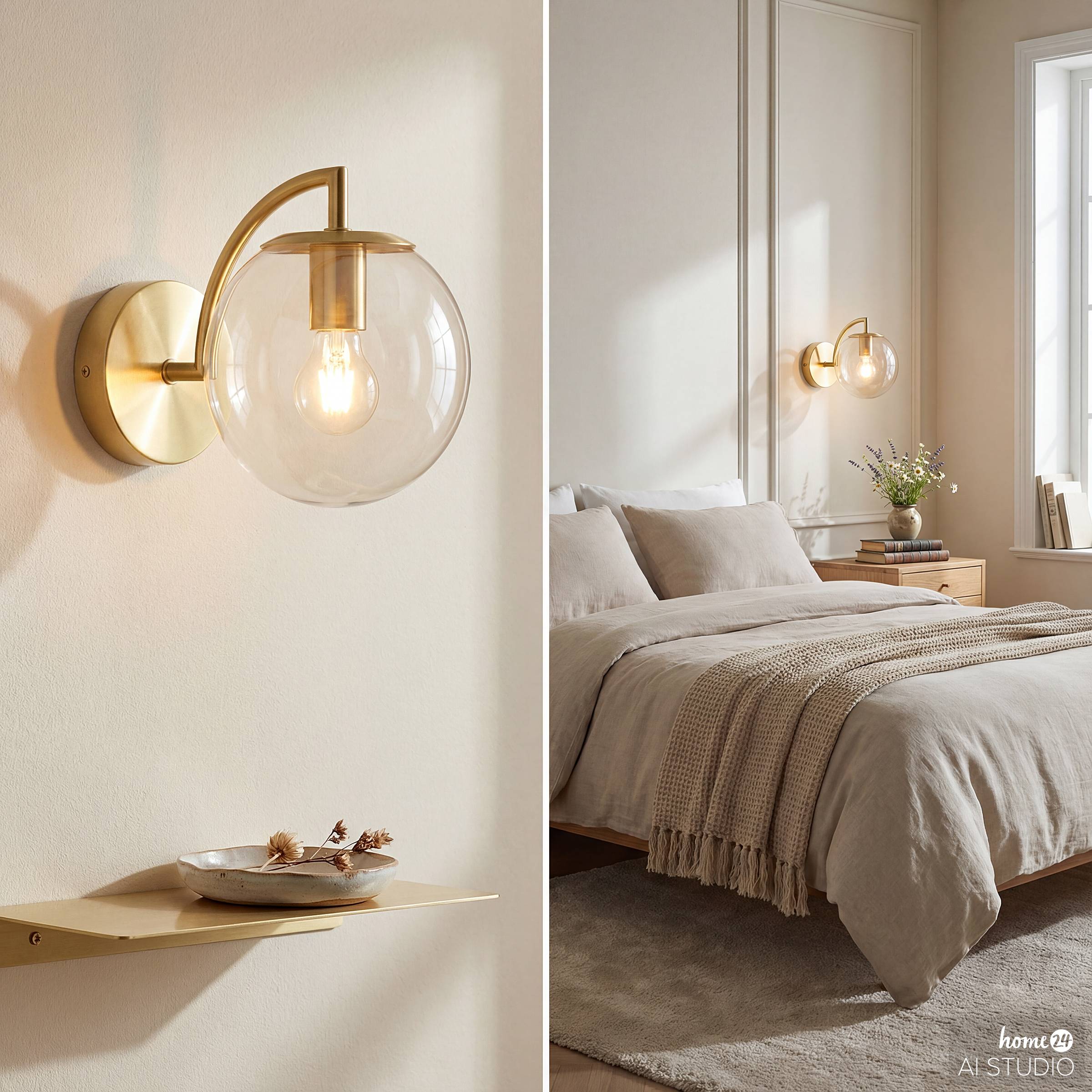 CARTY Wandleuchte 1-flammig Eisen Bernstein