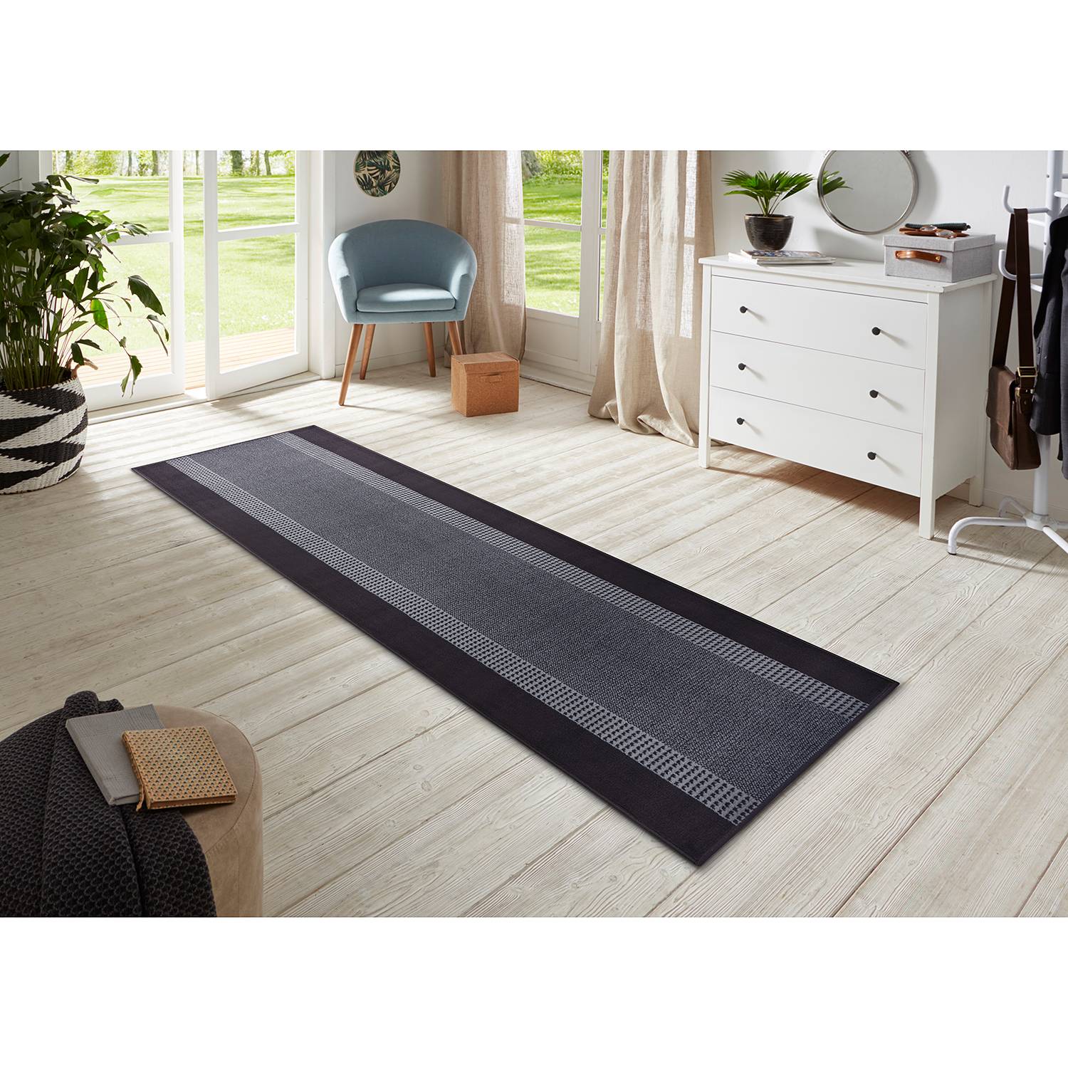 Band Läufer Jute Schwarz 80 x 200 cm