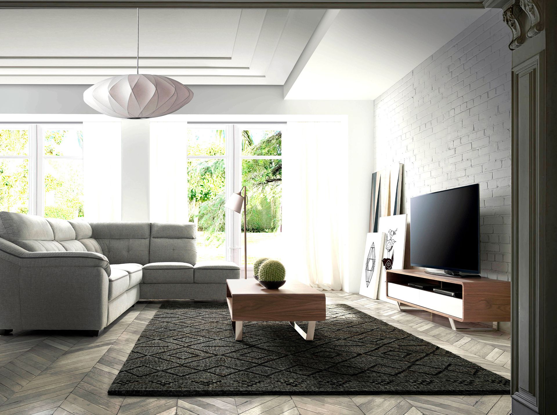 Lowboard Chrome-plated steel Wood veneer