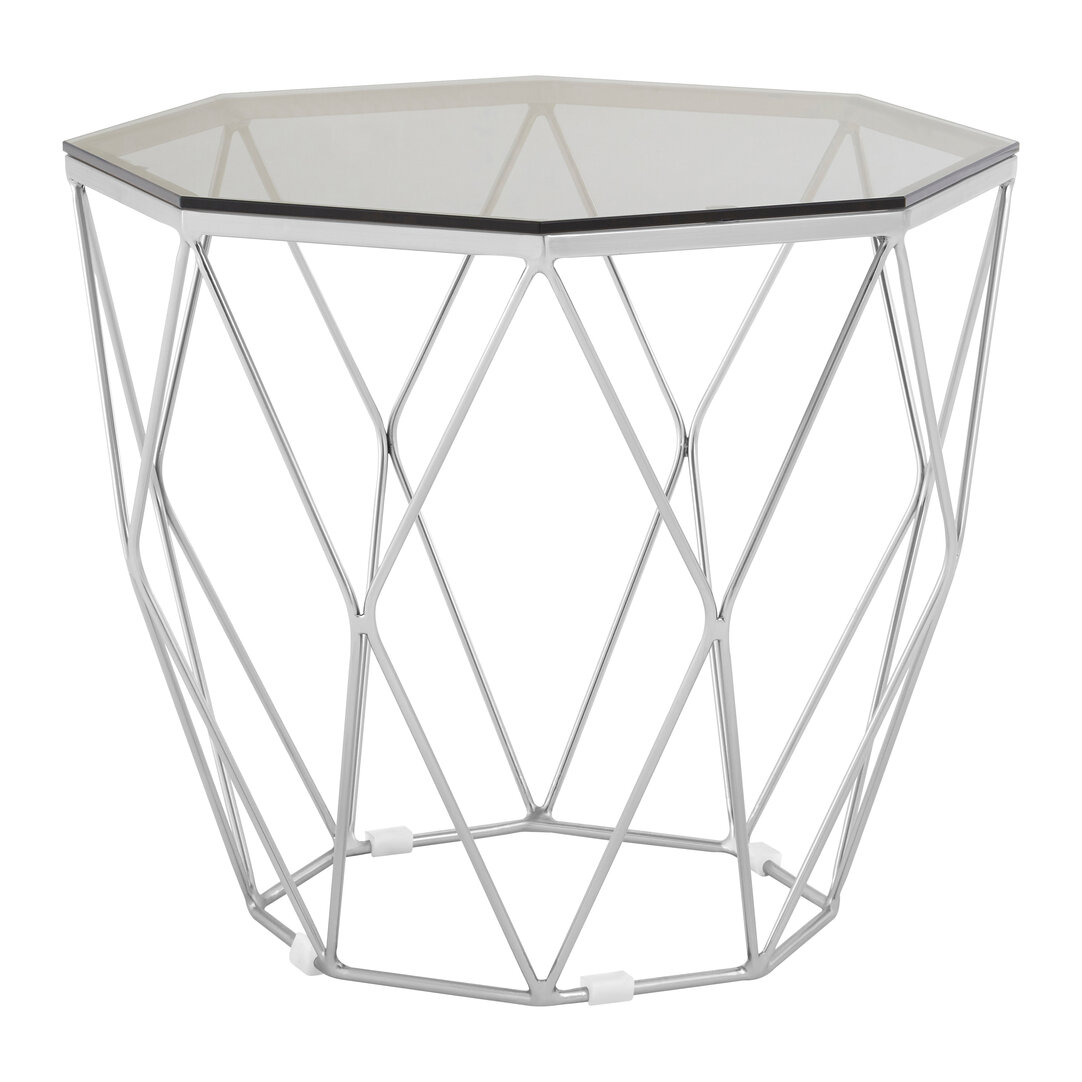 Allure Tempered Glass und Chrome Sechseck Beistelltisch
