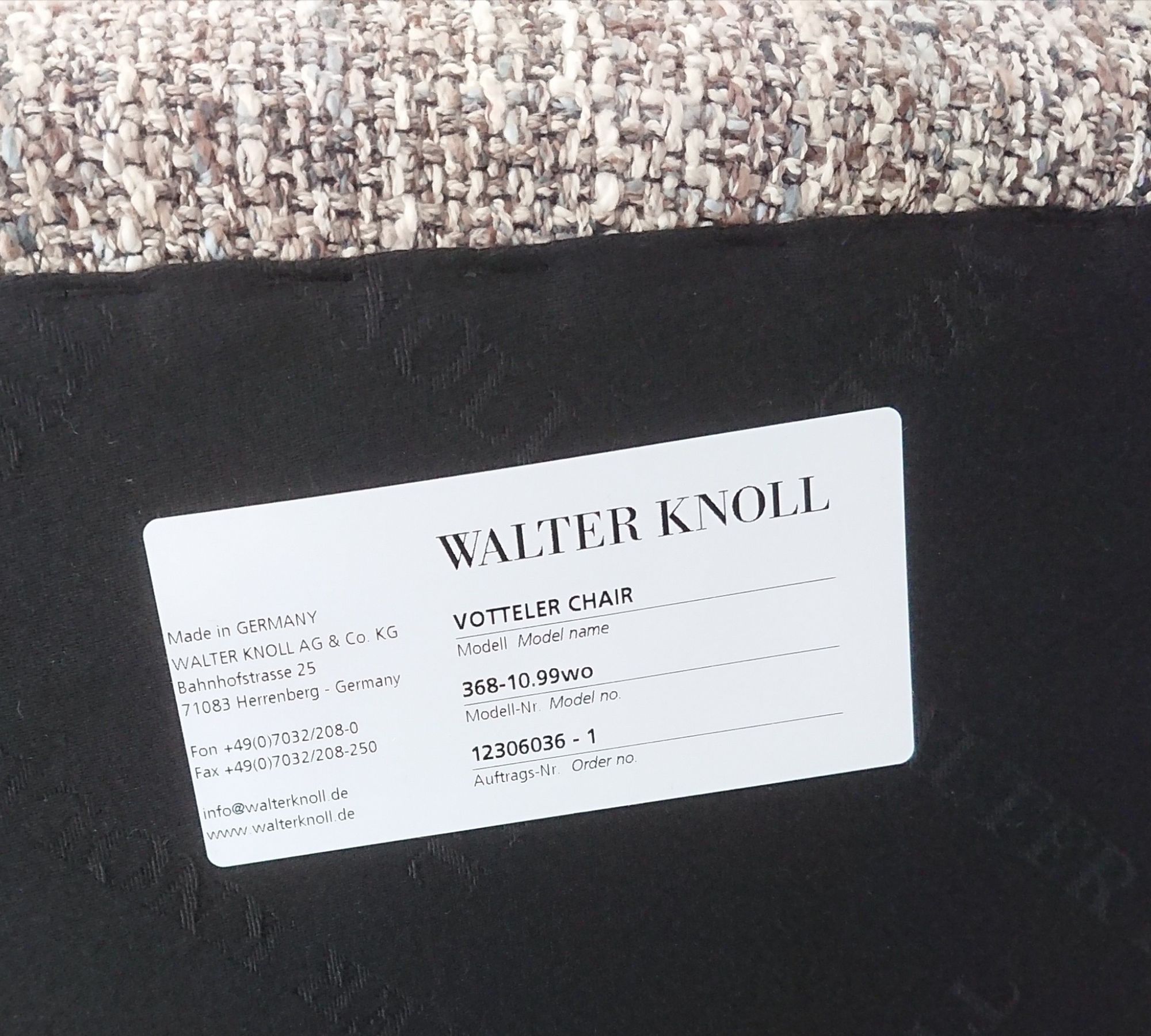 Votteler 368 Sessel inkl. Hocker Textil Metall Holz Grau