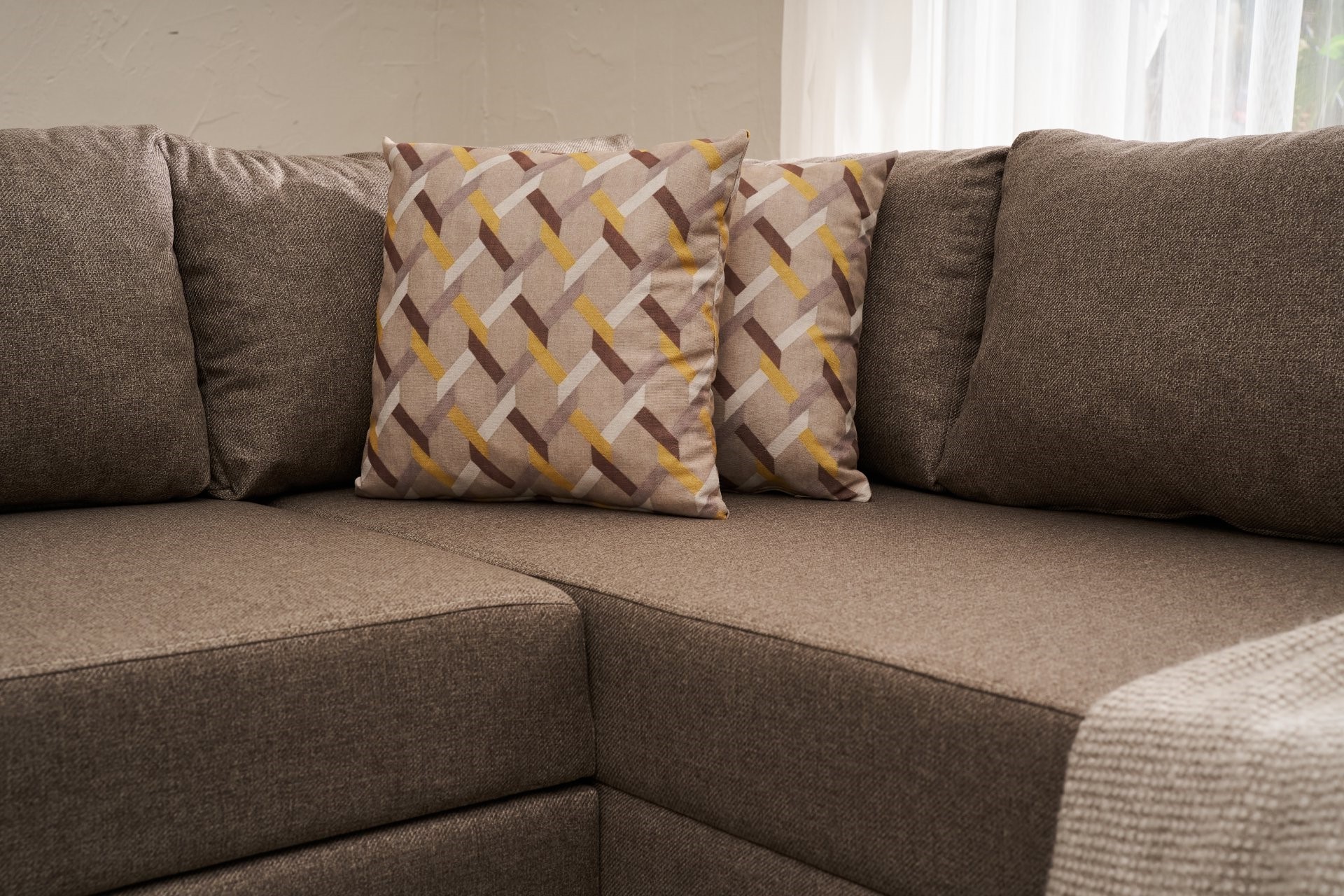 Aly Schlafsofa Récamiere Links Baumwolle Braun