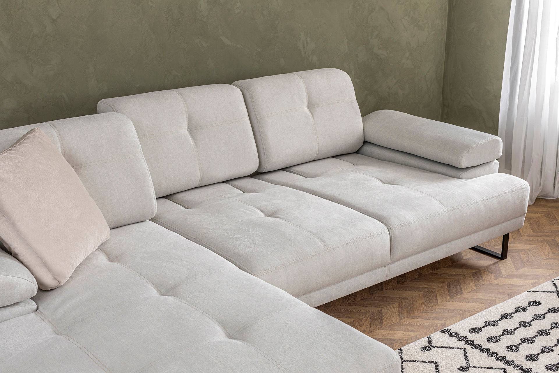 Mustang Sofa L Chaise Lounge Left Beige