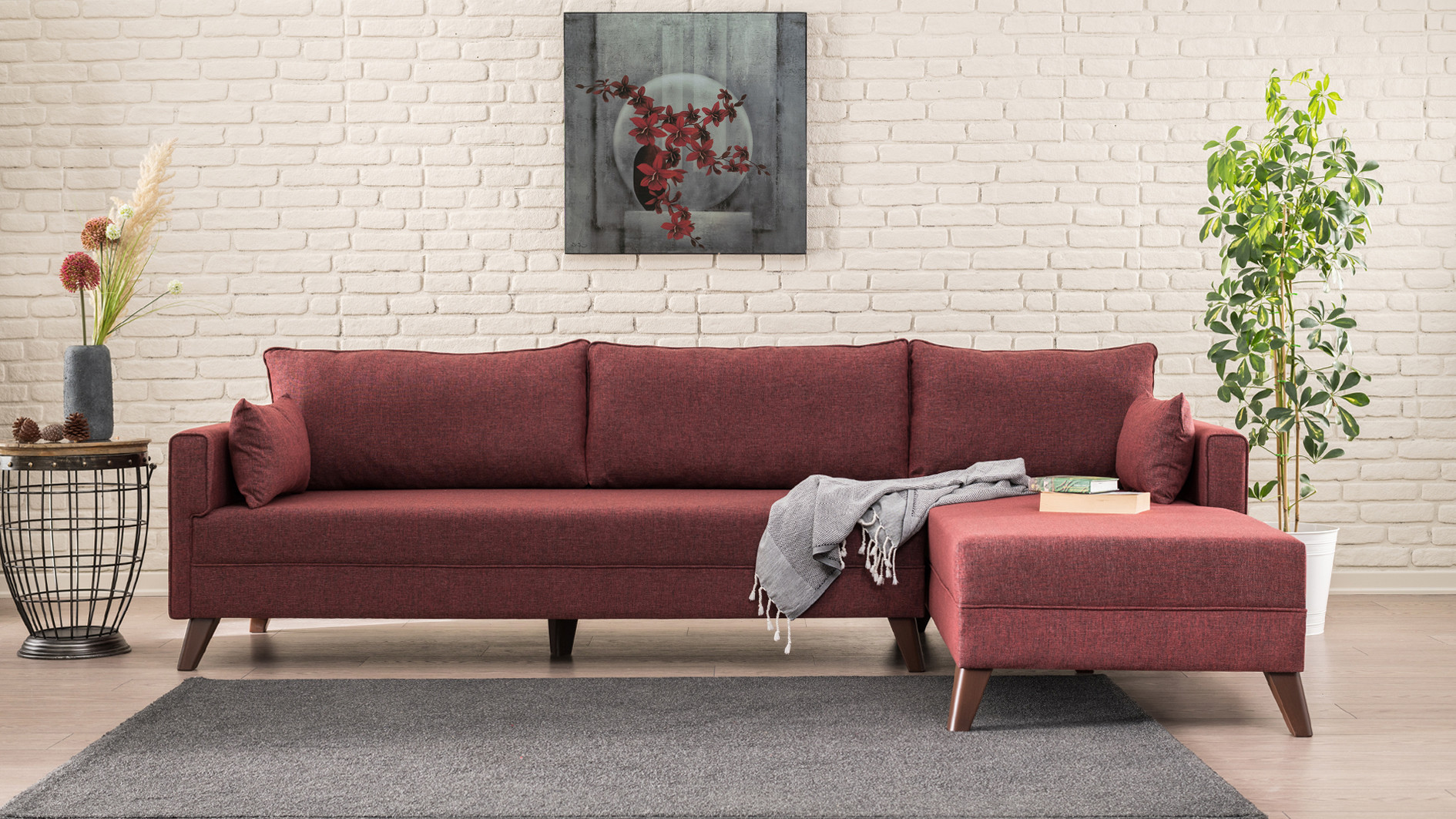 Bella Sofa Récamiere Rechts Rot