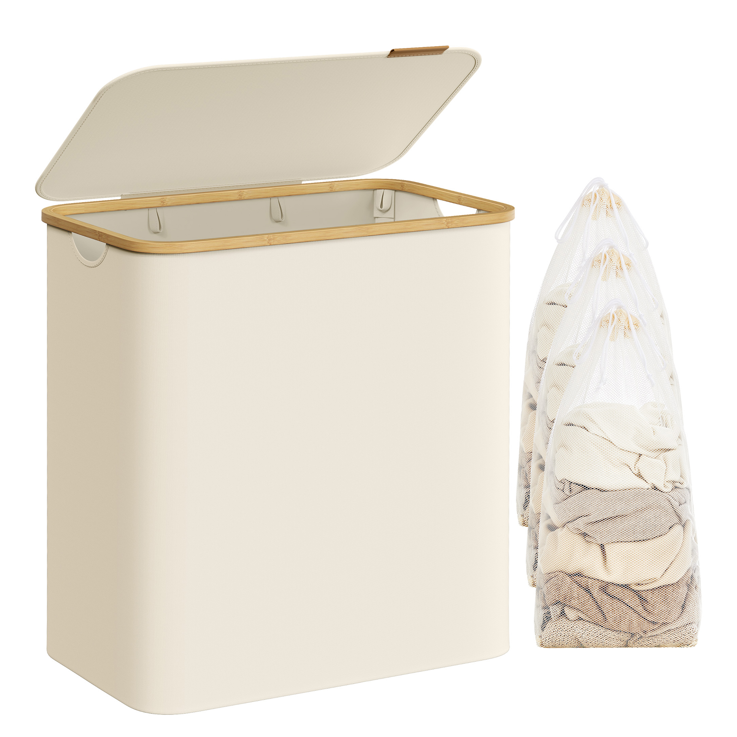Laundry basket Ekana Bamboo White 60x39cm