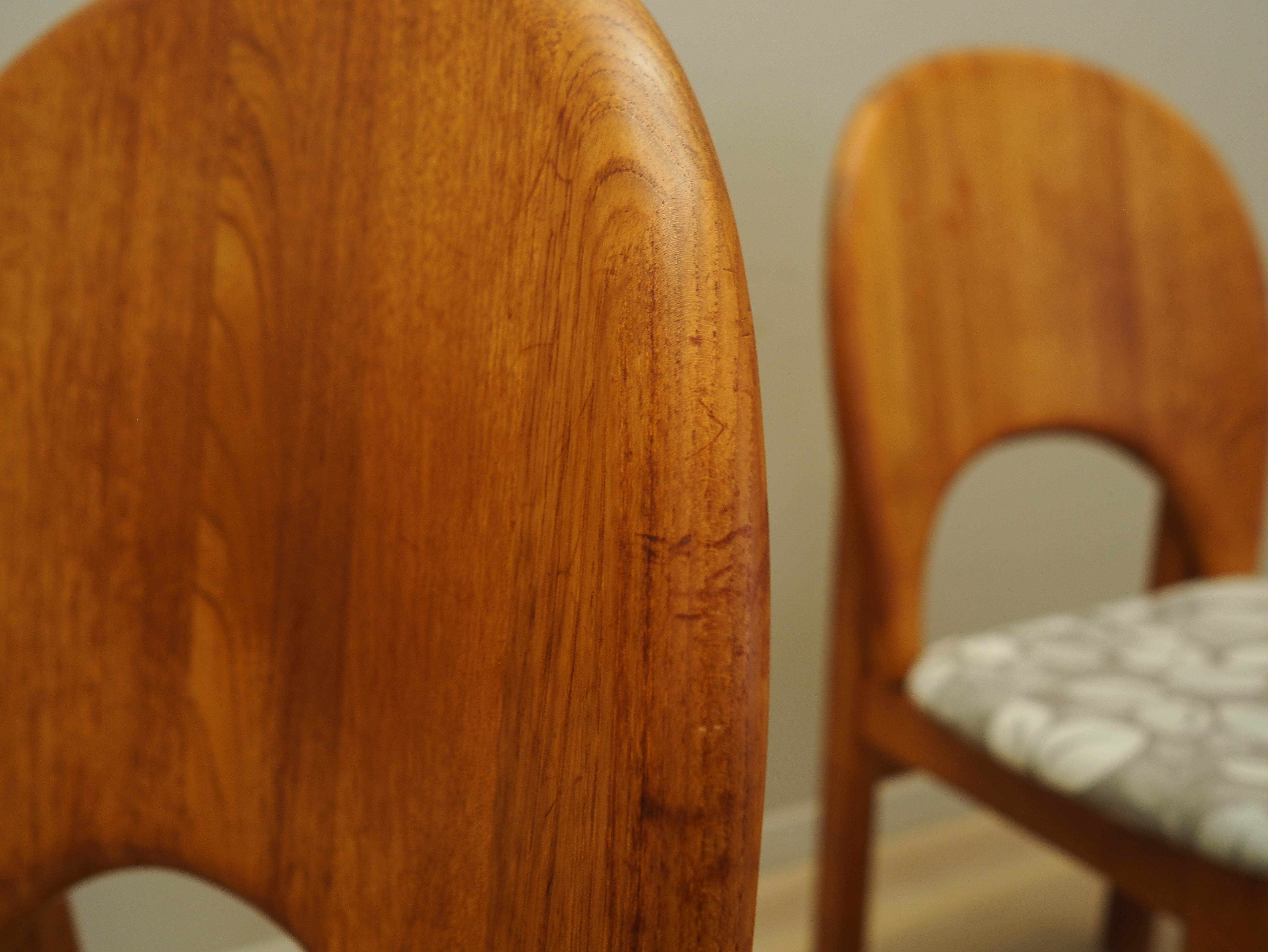 Teak wood chairs set of 4 Light brown 1960s