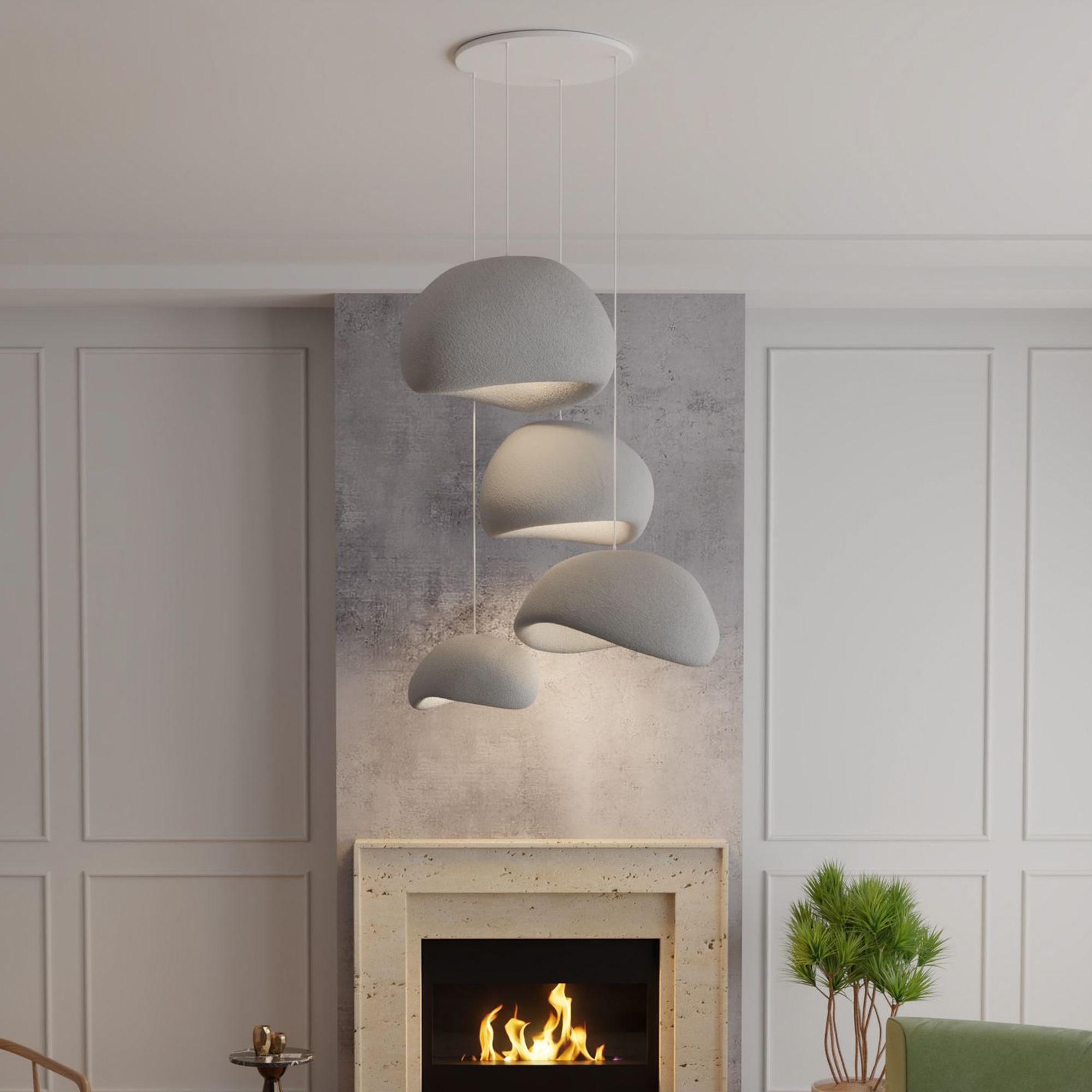 4-Flammig Wabi Sabi Sabi Glows Pendelleuchte Beton Grau