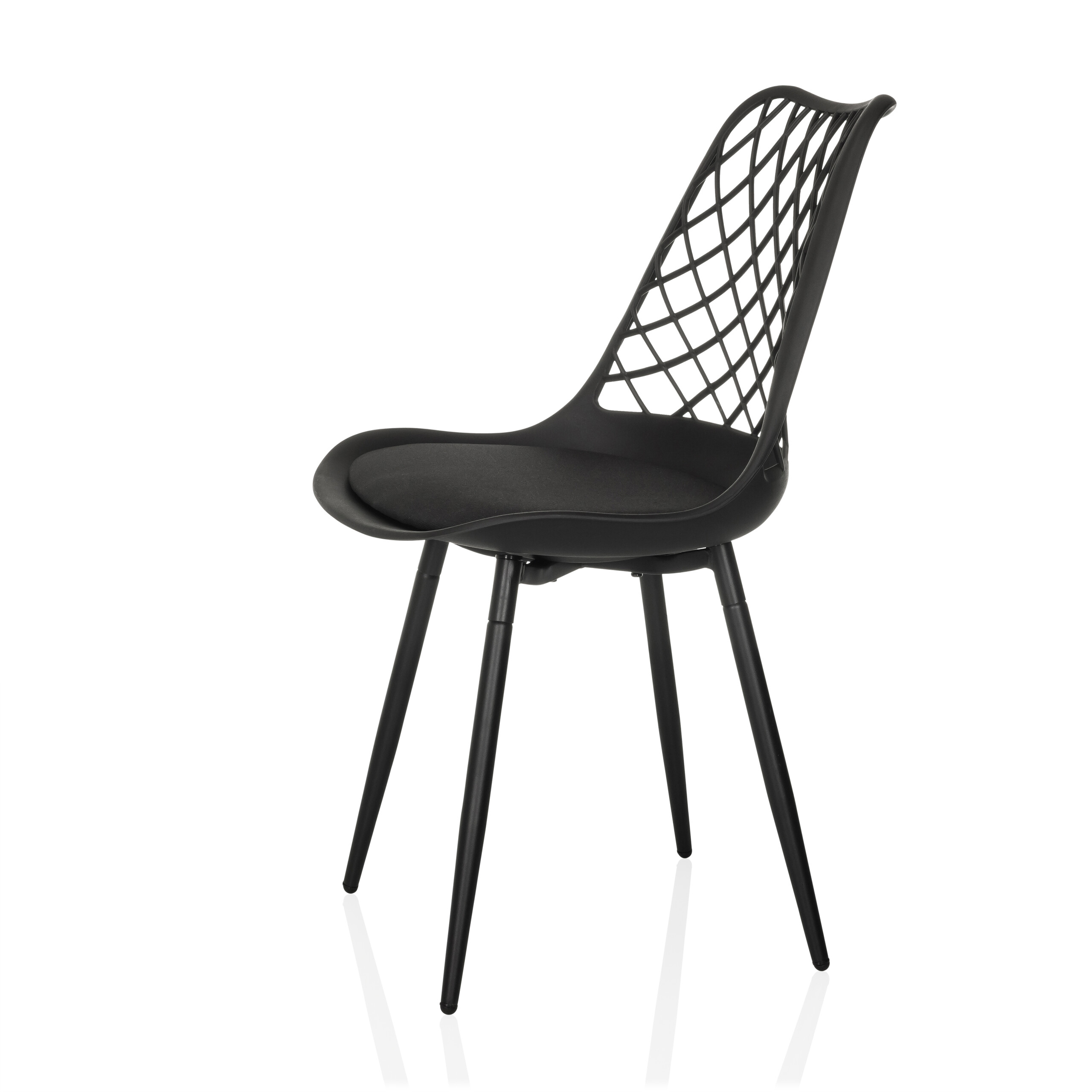 Begio S Shell chair with seat cushion Black
