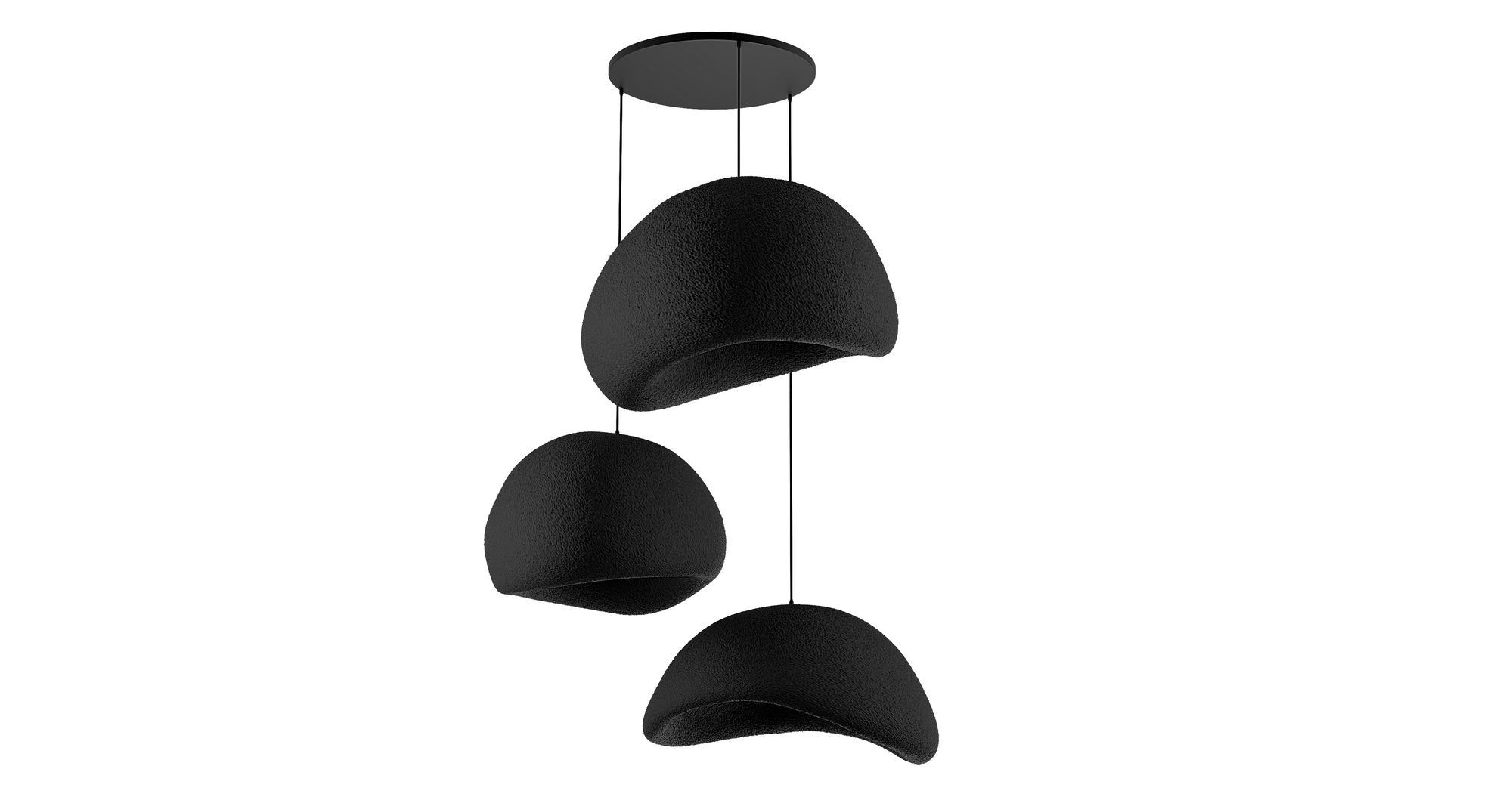 3-Flammig Wabi Sabi Shibumi Orbs Pendelleuchte Schwarz