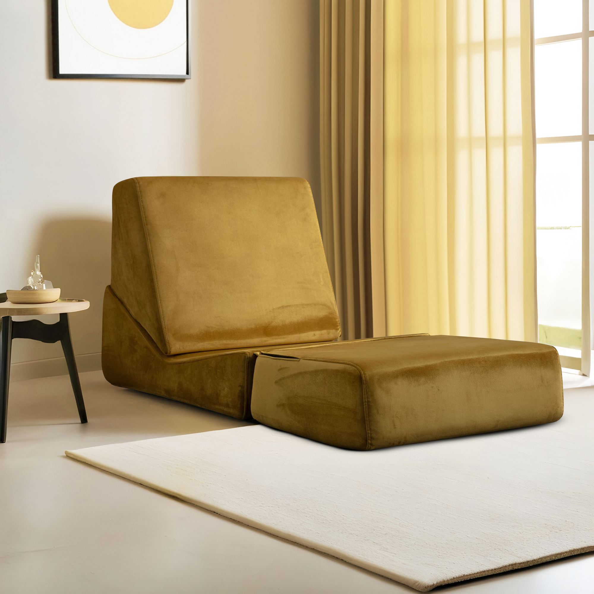 Origami Sessel Chaiselongue Umwandelbar Senfgelb