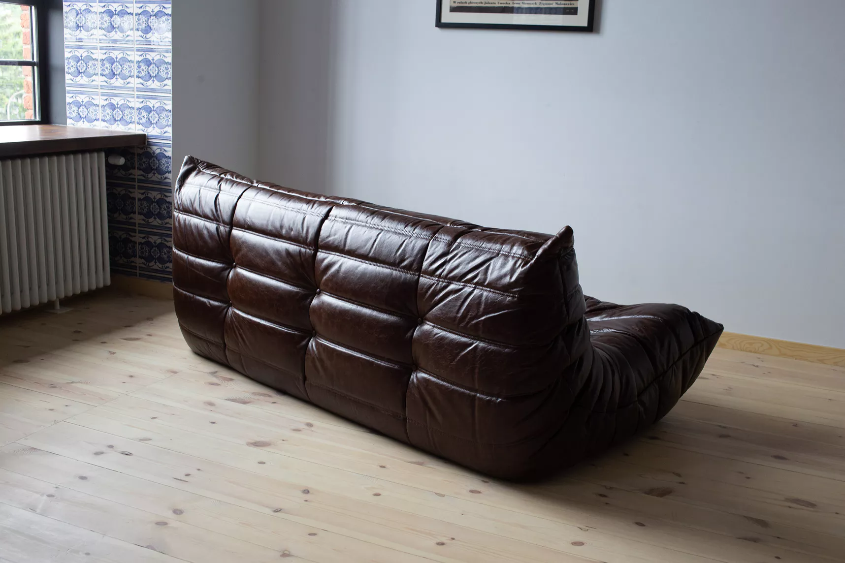 Togo Sofa 3-Sitzer Hochglanzleder Dunkelbraun