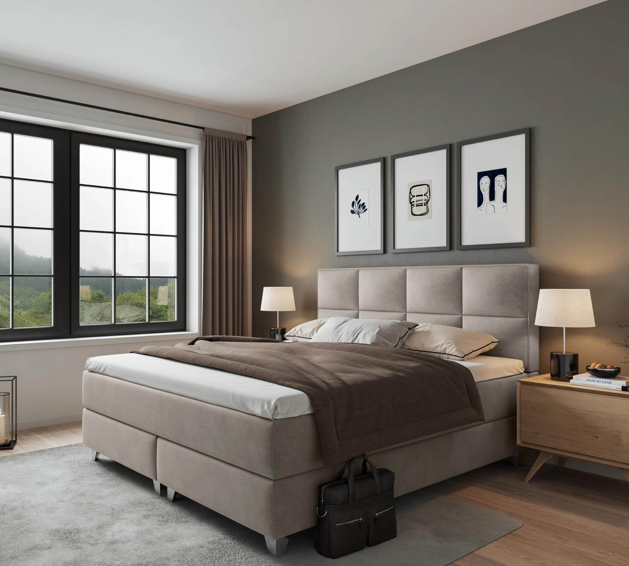 Boxspringbett Tonnentaschenfederkern Latex-Topper 