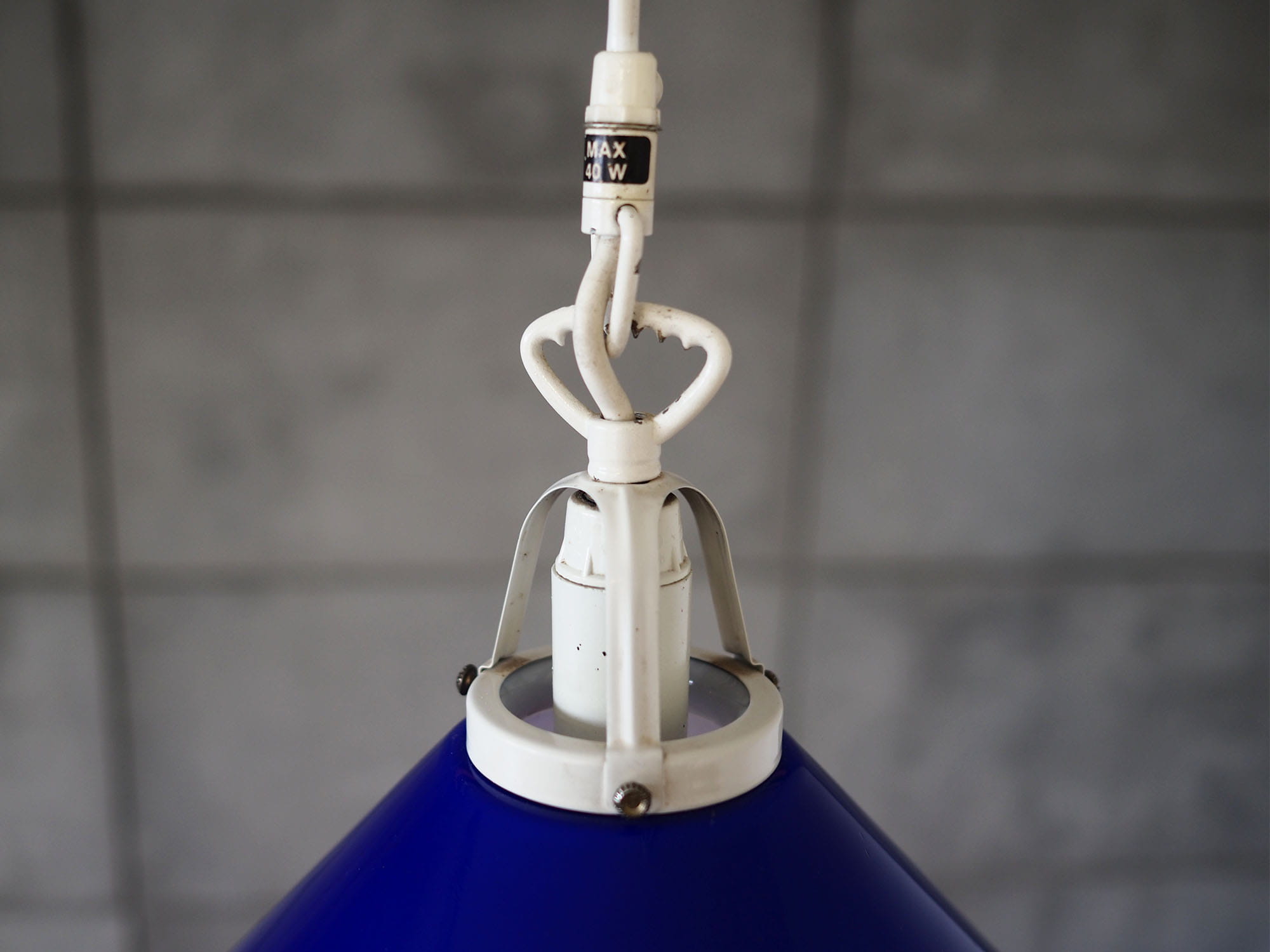 Vintage pendant lamp glass metal blue 1970s
