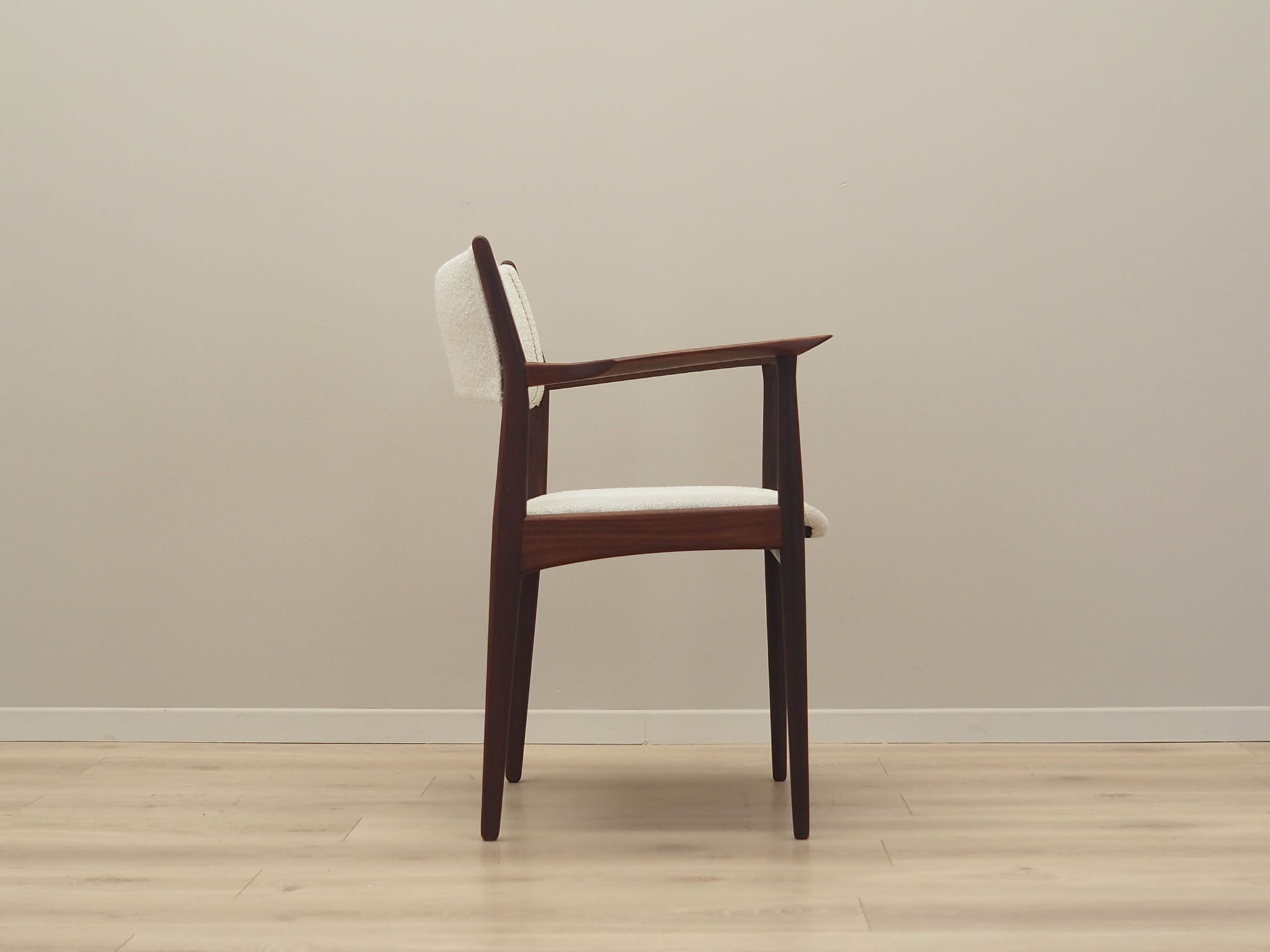 Vintage armchair Teak wood Textile Cream 1960s