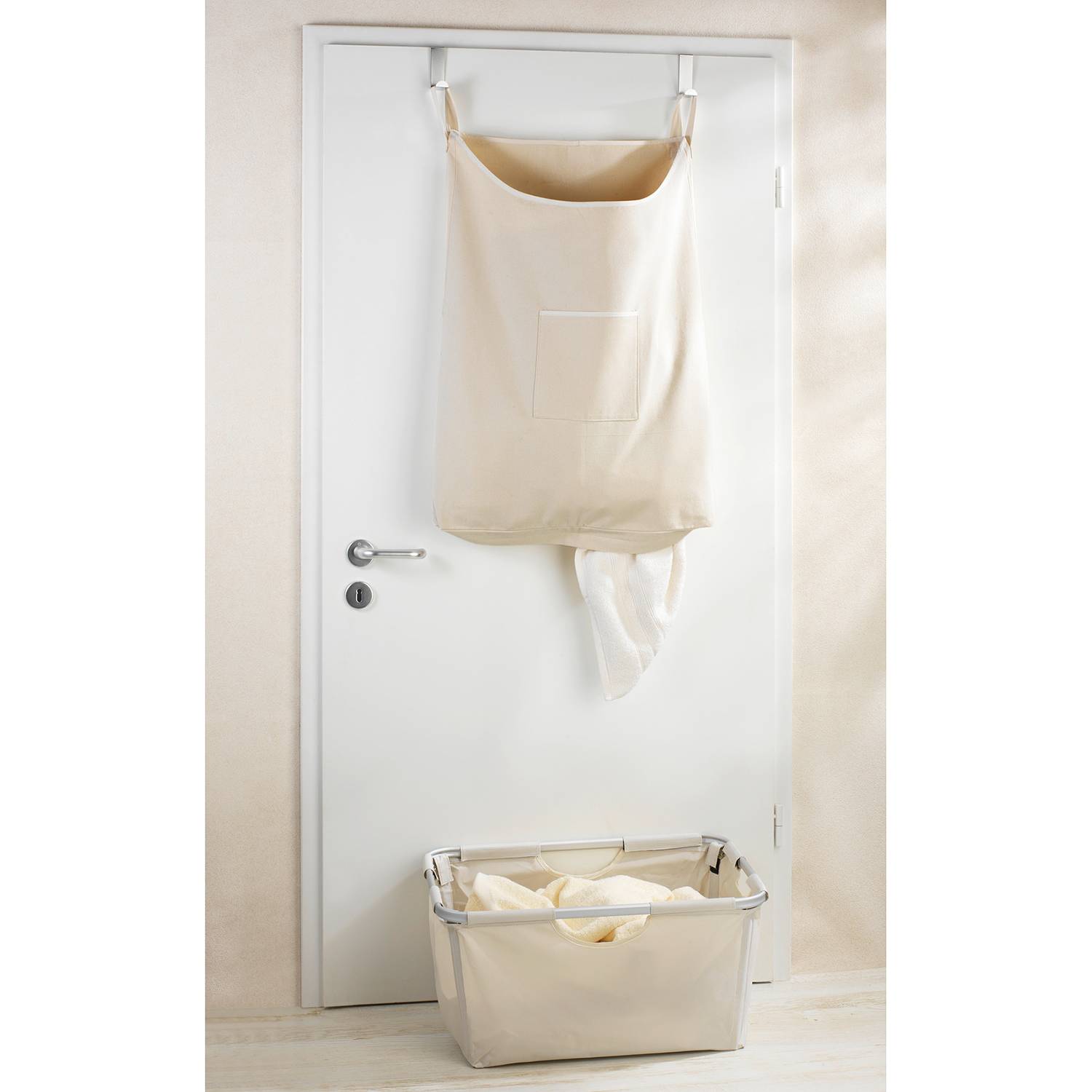 Wäschesammler Canguro Edelstahl Beige