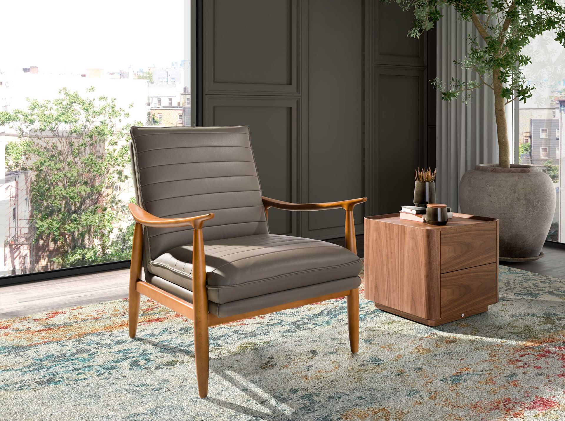 Dunkelgrauer Ledersessel 5130