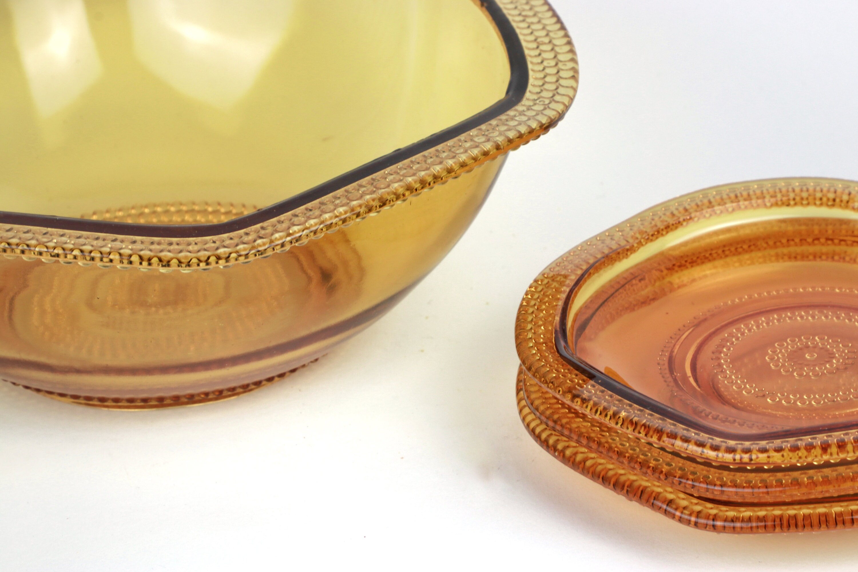 Vintage Schalen-Set Pressglas Bernsteingelb