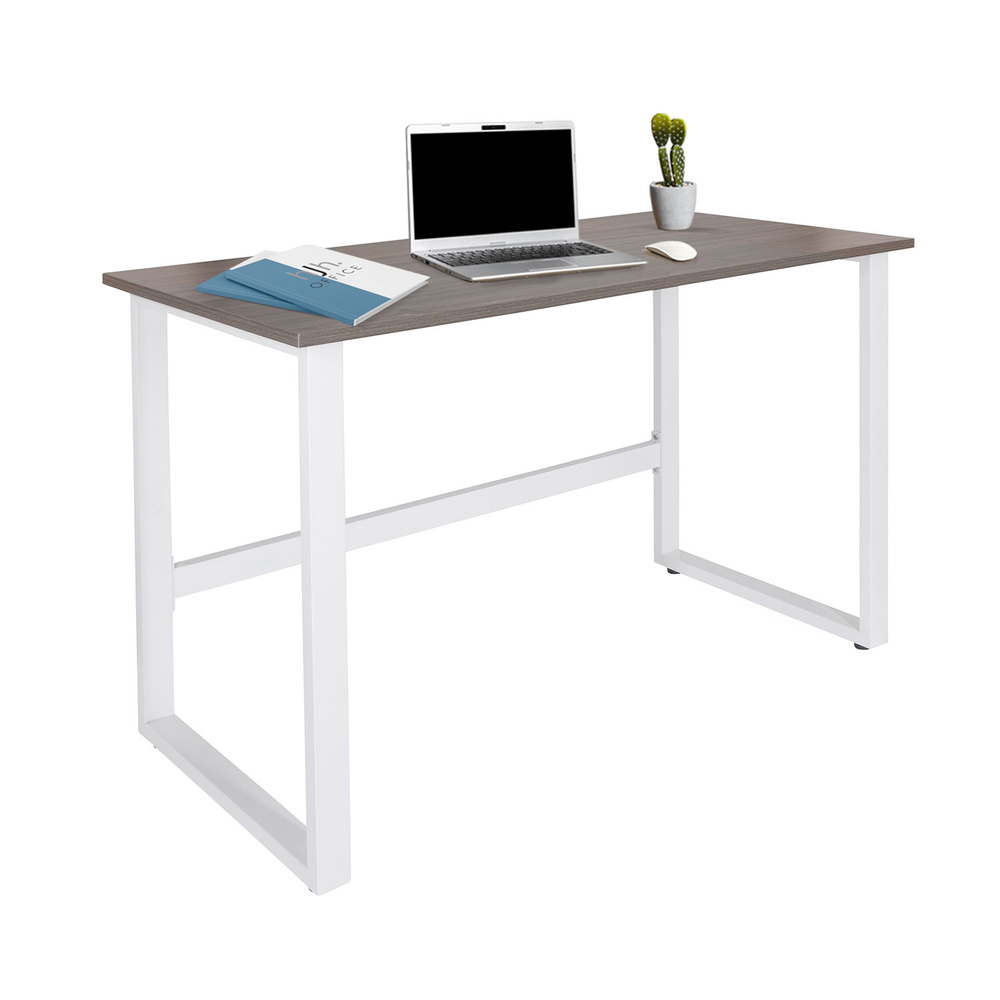 Workspace Light I Scrivania Legno Acciaio Grigio Bianco